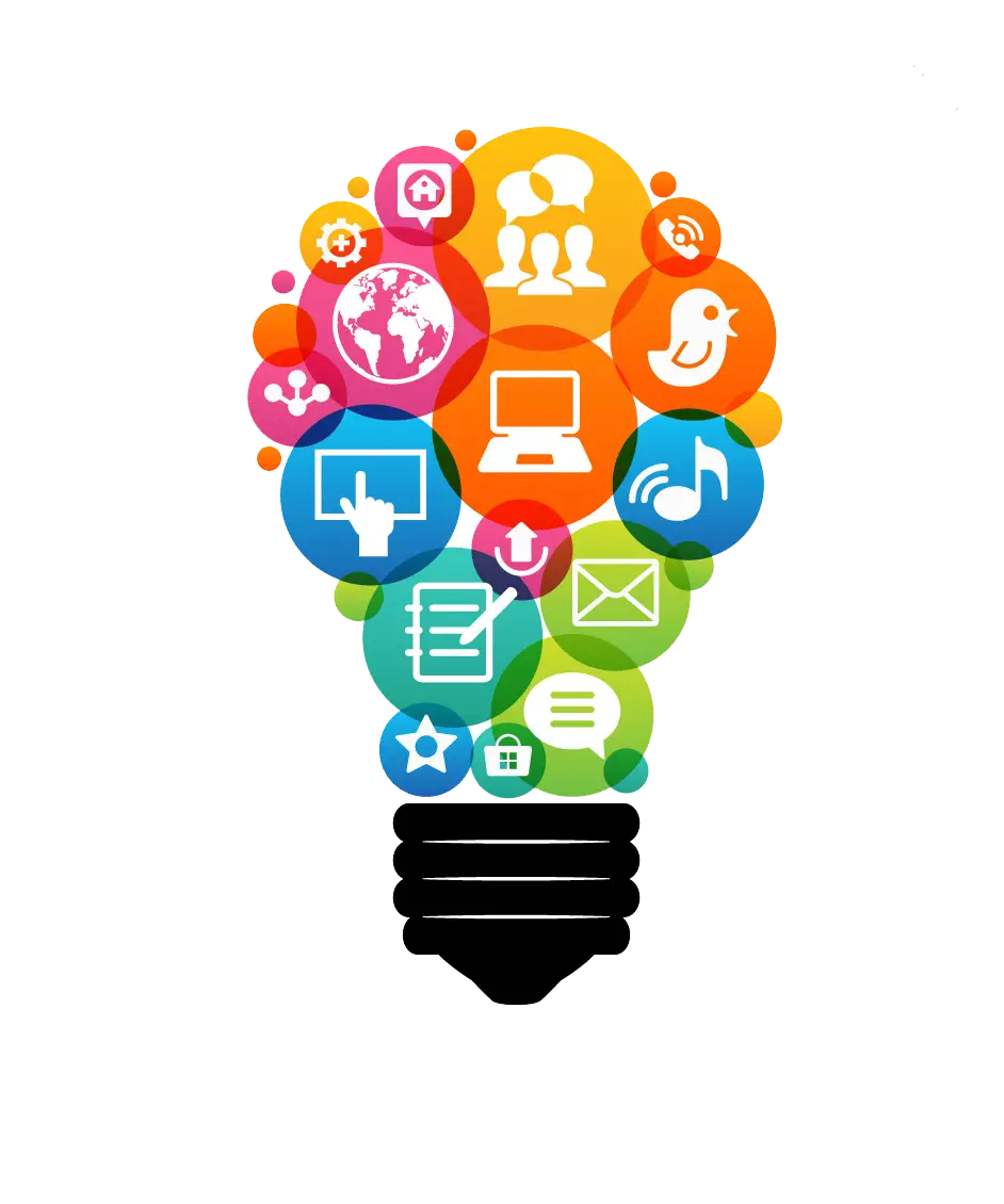 Multicolored Social Media Icons in Light Bulb