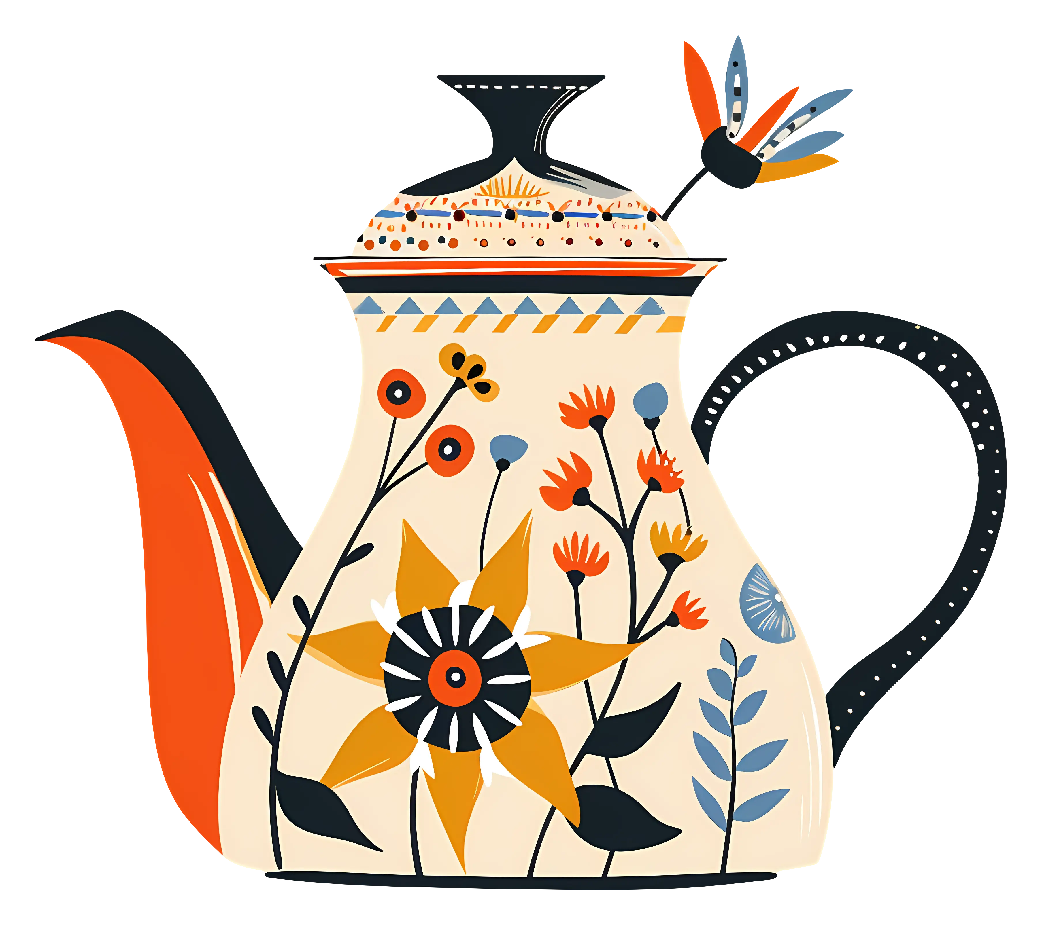 Floral Teapot Illustration