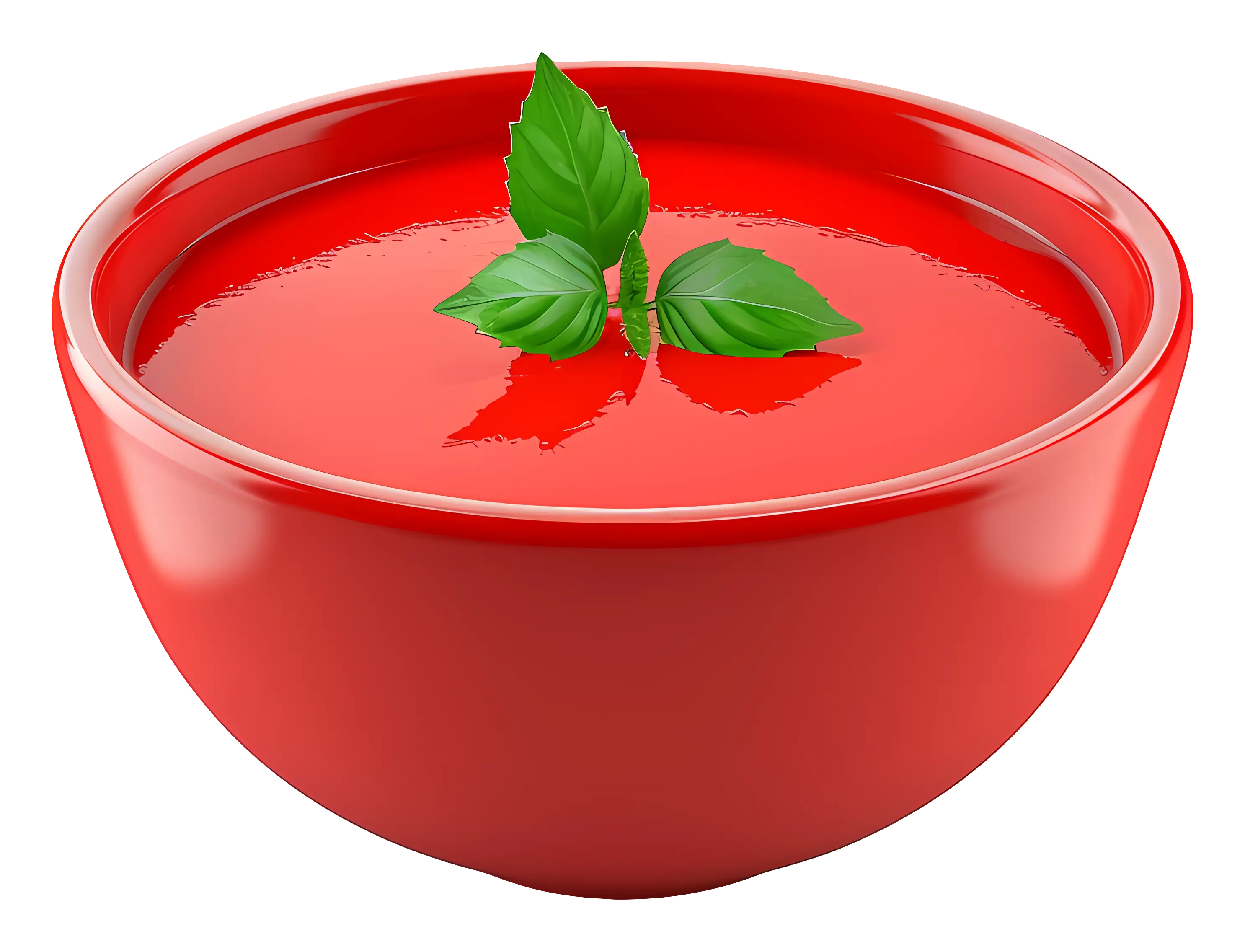 Bowl of Tomato Soup with Fresh Basil