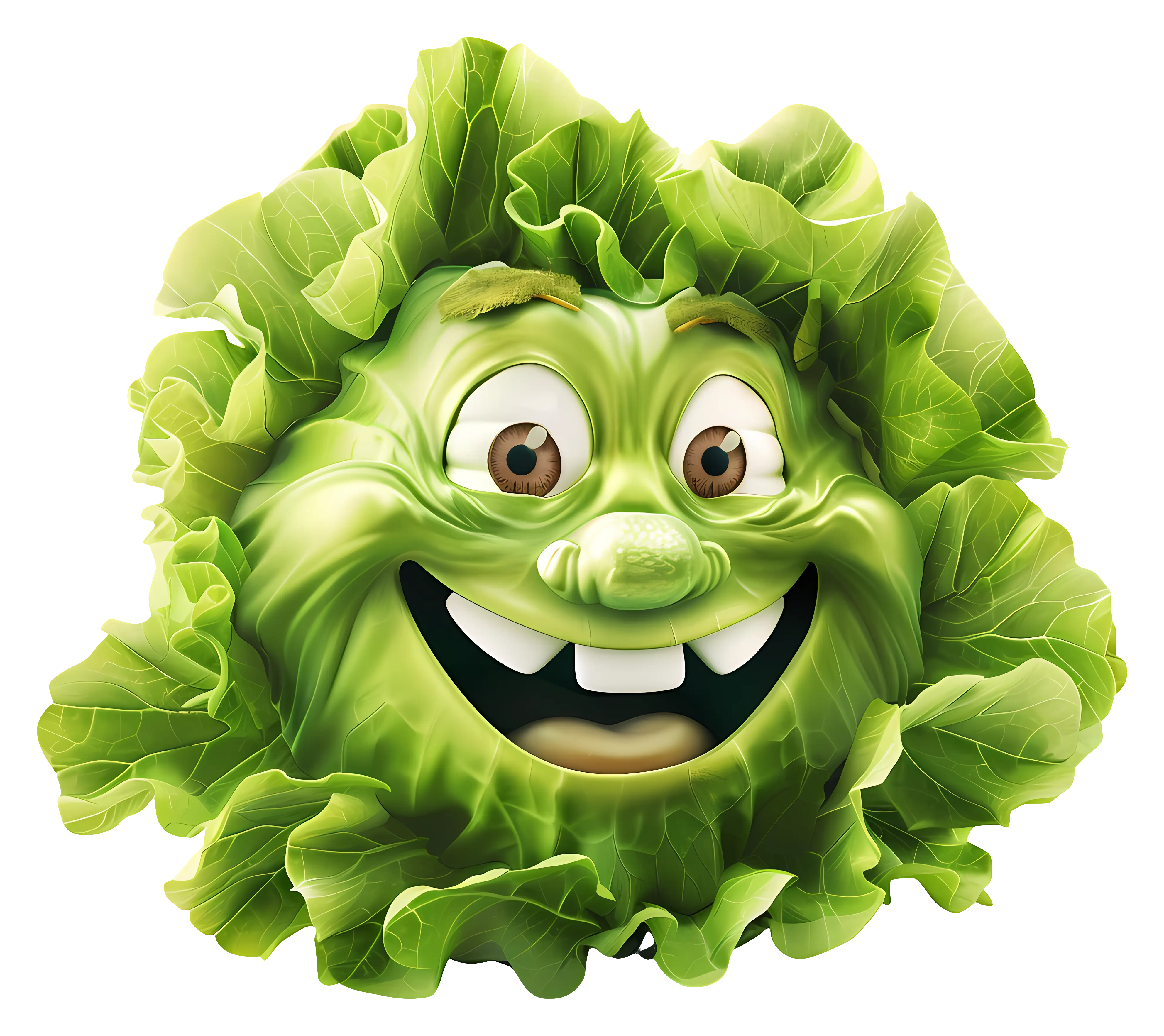 Cartoon of a Happy Lettuce Face