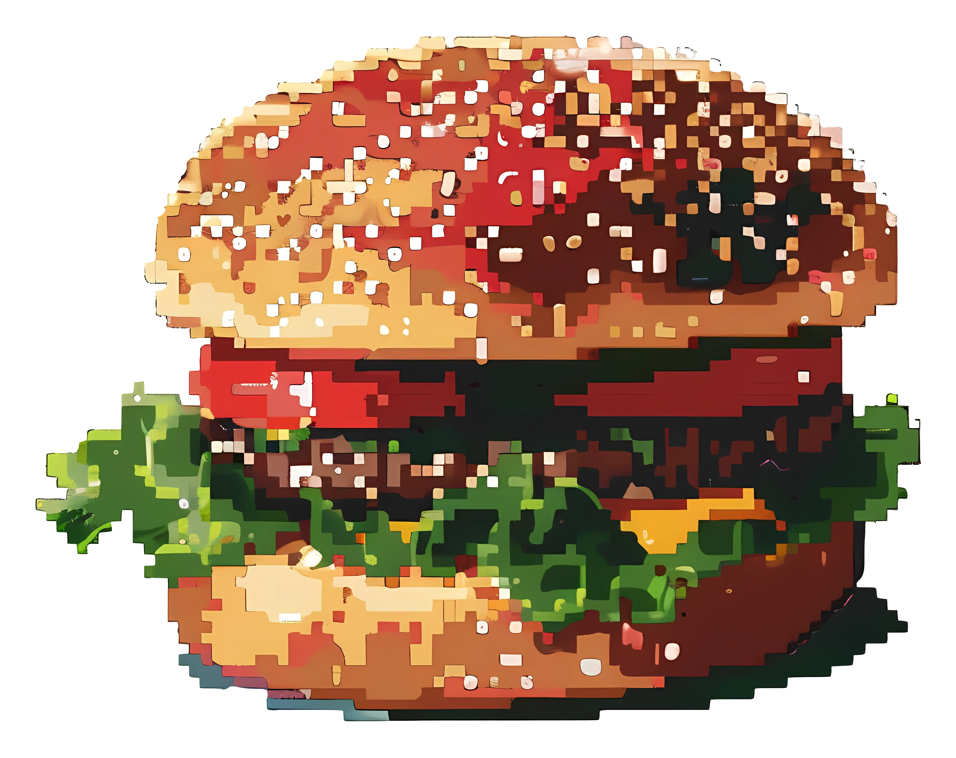 Pixelated Illustration of a Juicy Hamburger