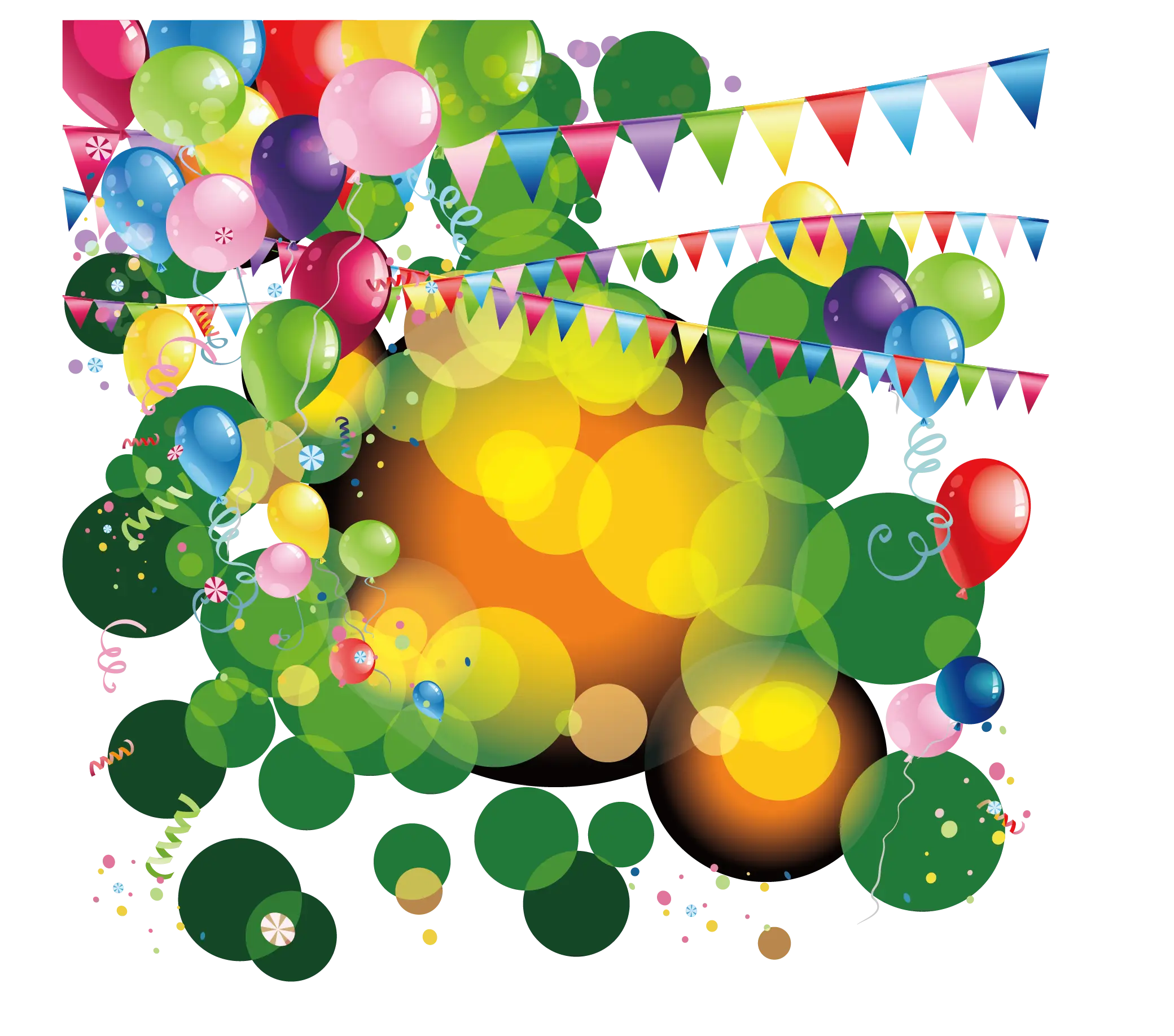 Colorful Party Decorations with Balloons and Banners