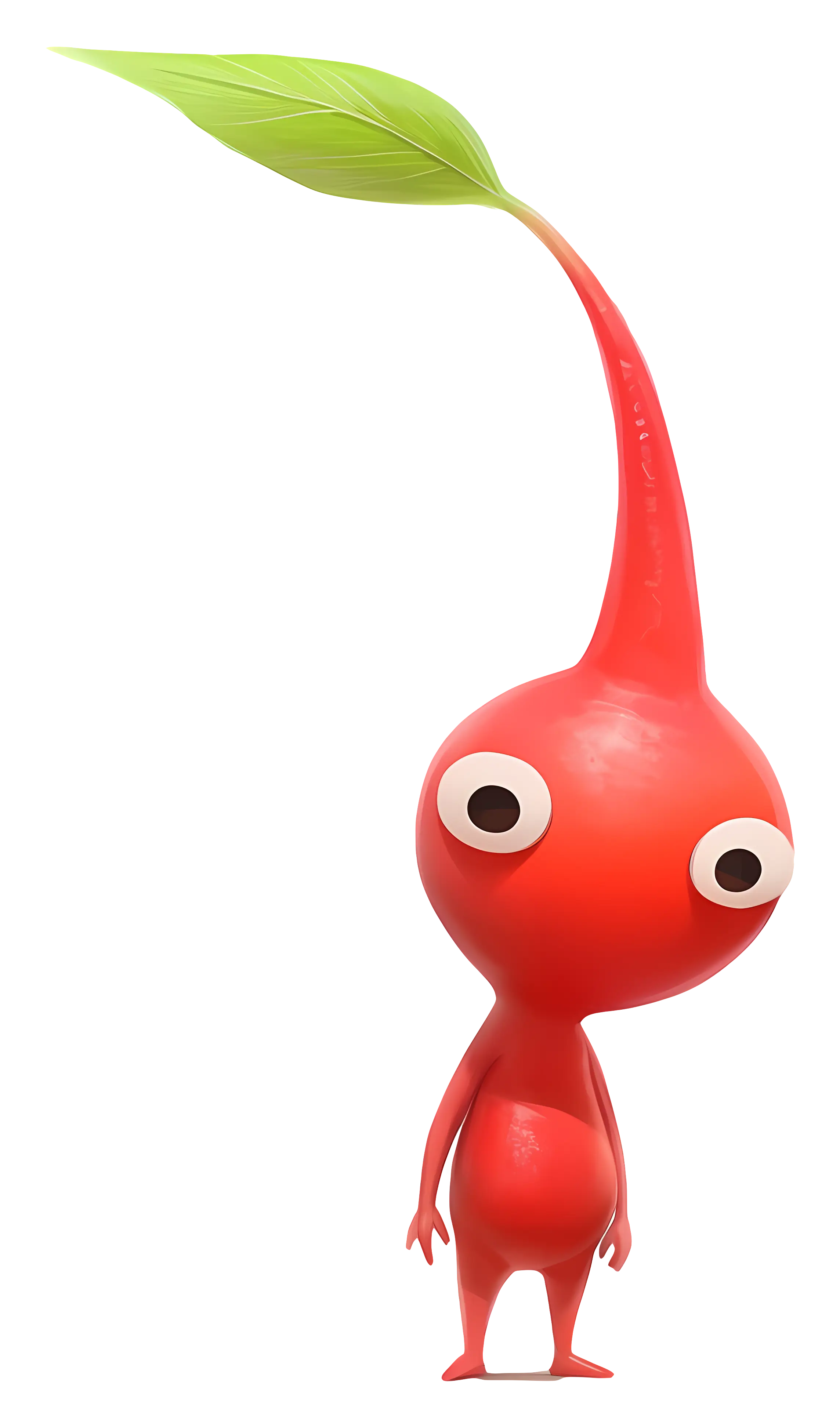 Red Cartoon Creature with Leaf