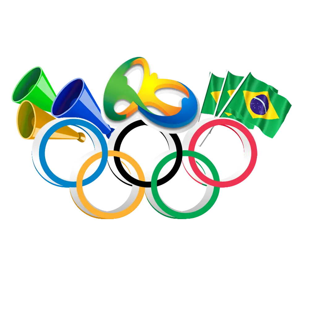 Olympic Rings with Brazilian Flags