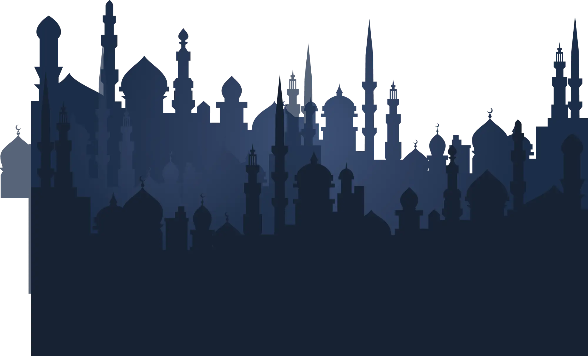 Silhouette of Mosque with Minarets
