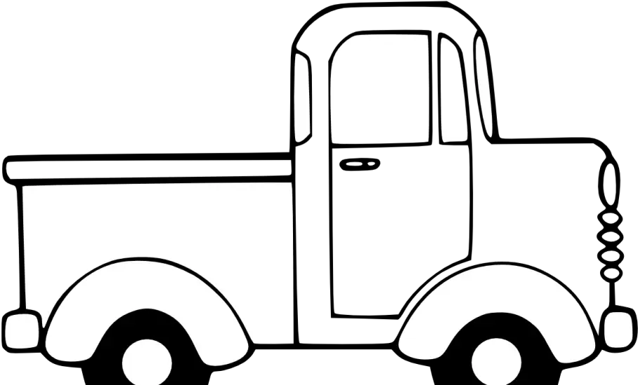 Black and White Outline of a Truck Illustration