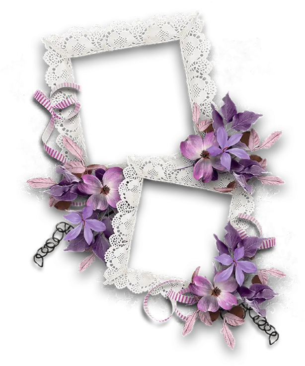 Lace Photo Frames with Purple Flowers