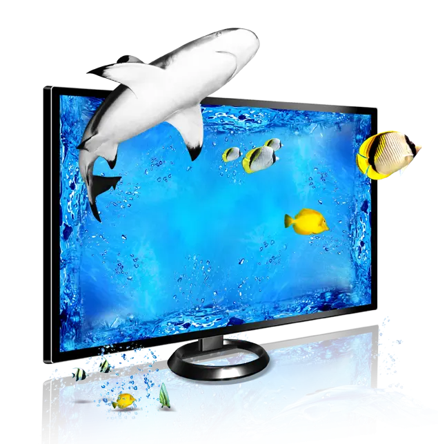 3D TV with Fish Swimming Out