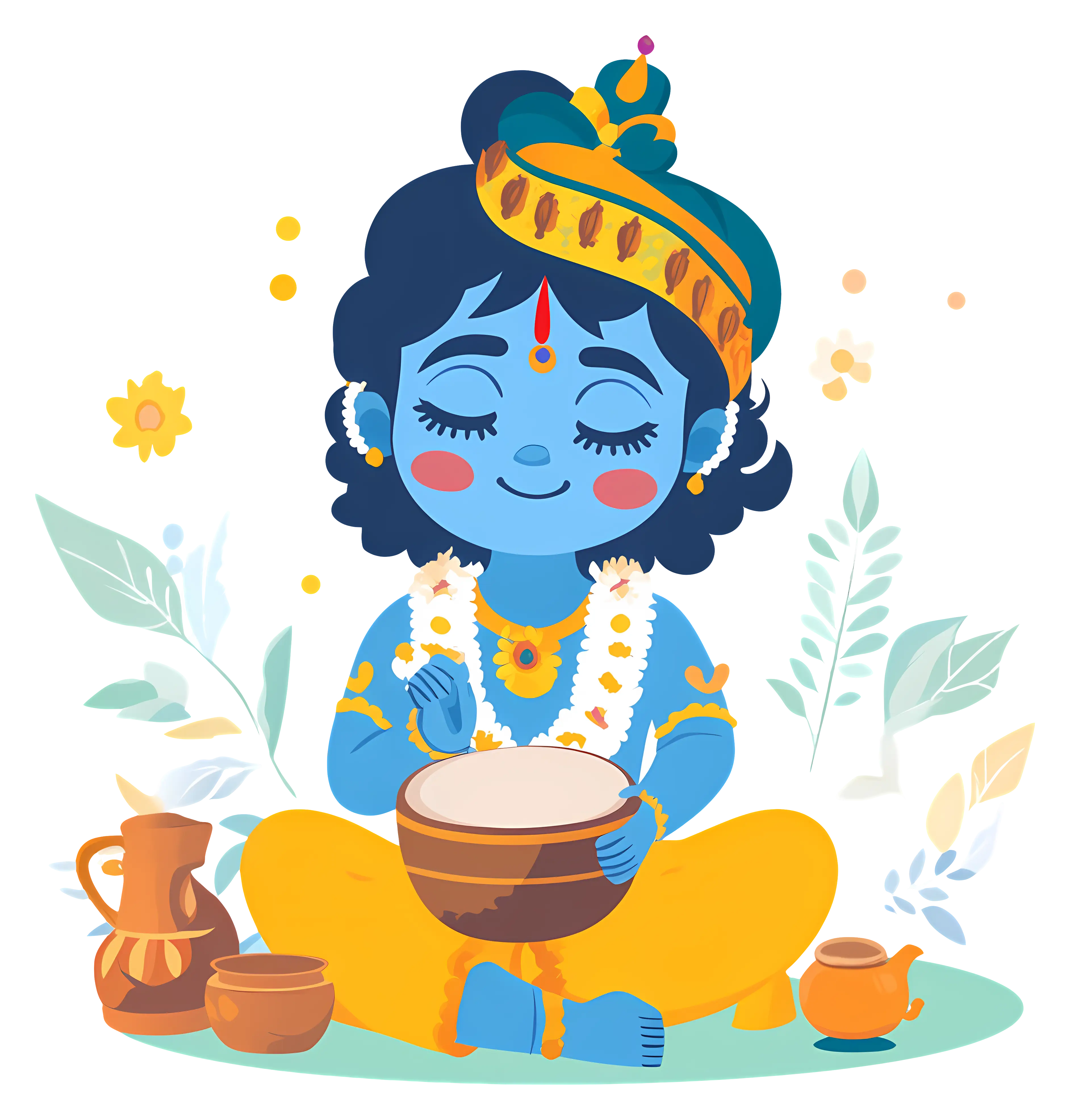 Blue Child with Drum and Jewelry