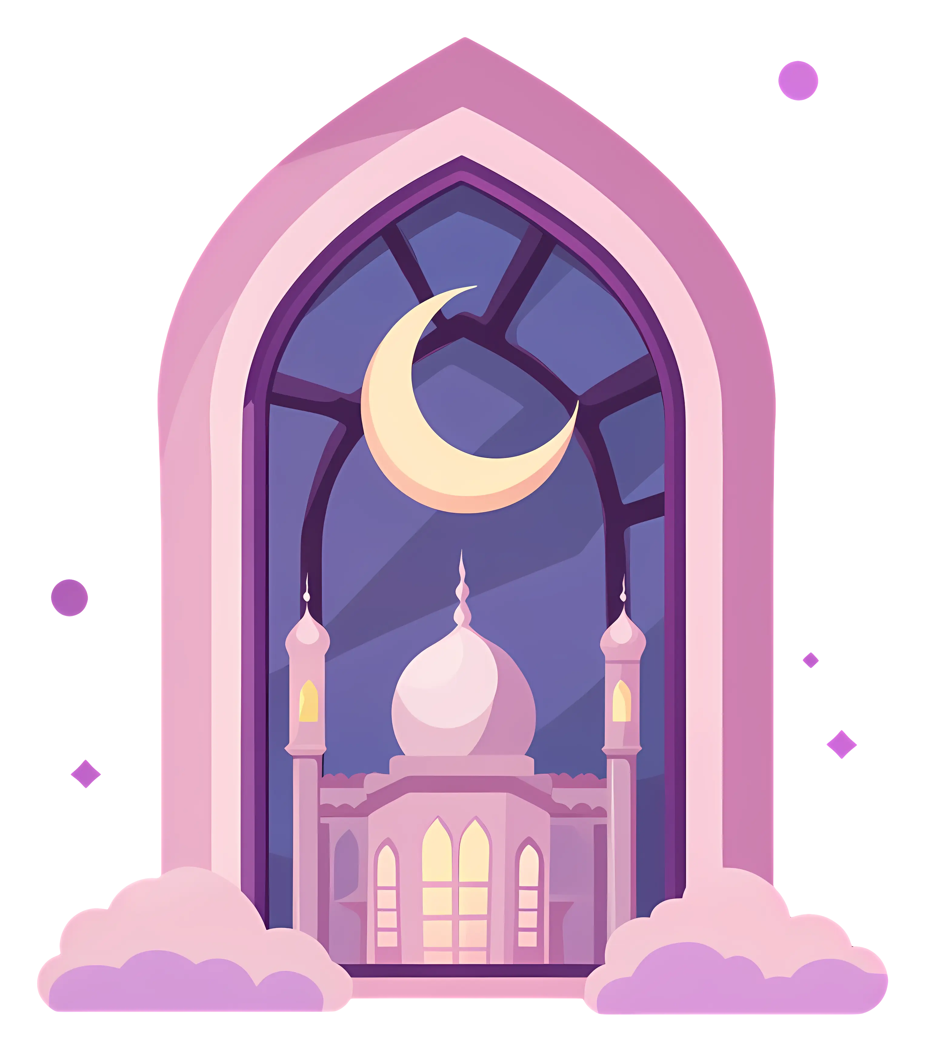 Beautiful Mosque with Crescent Moon