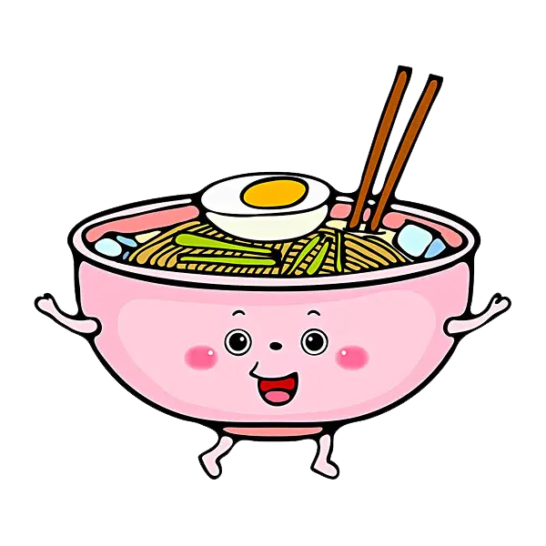 Cute Pink Noodle Bowl with Chopsticks