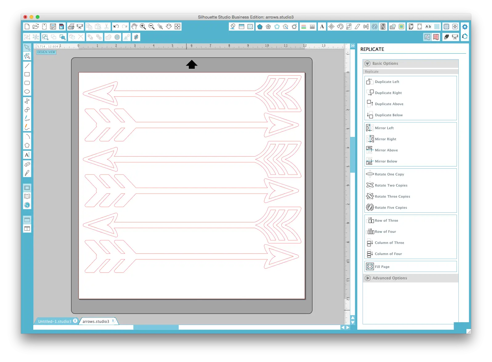 Design Software Interface with Arrow Designs