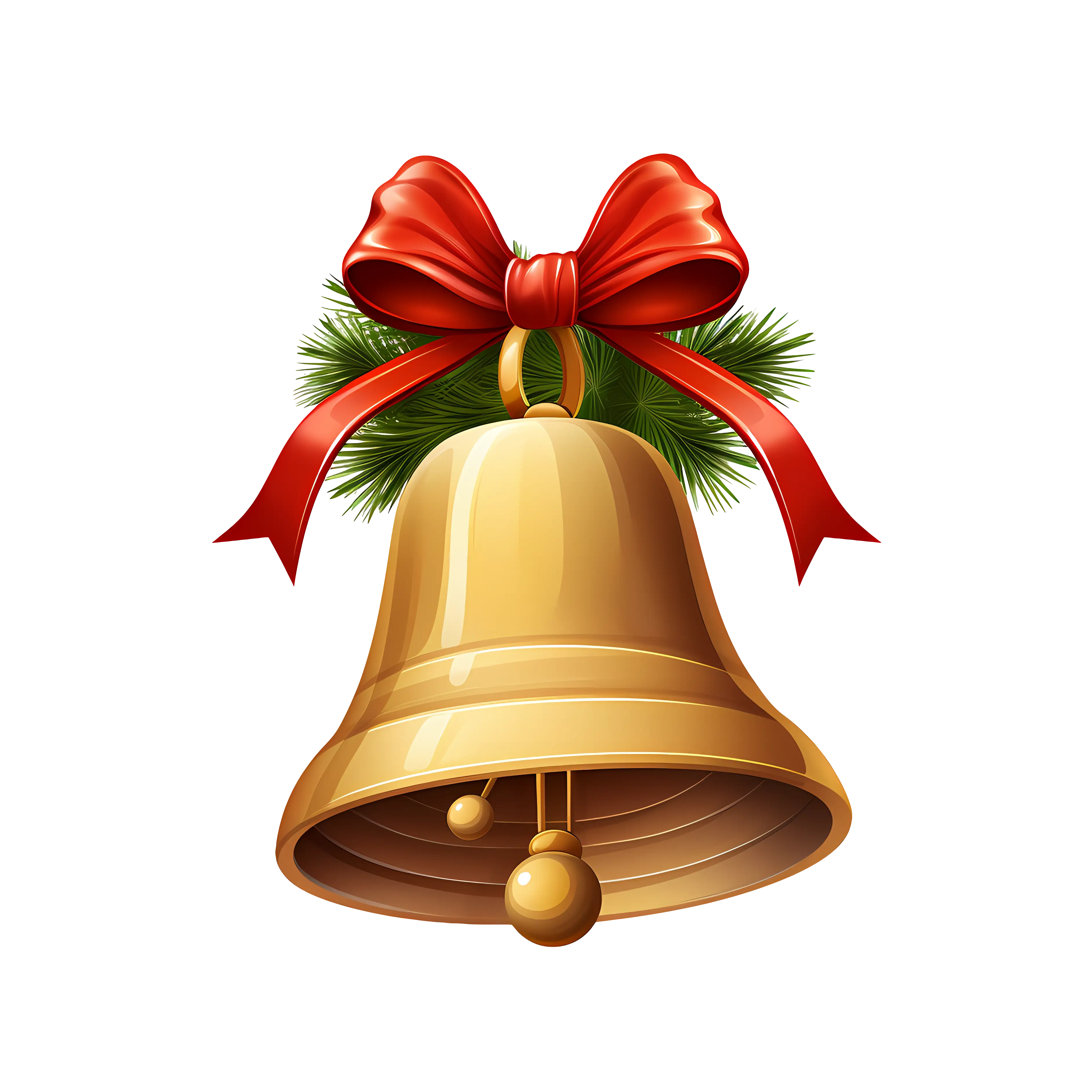 Festive Golden Bell with Red Ribbon