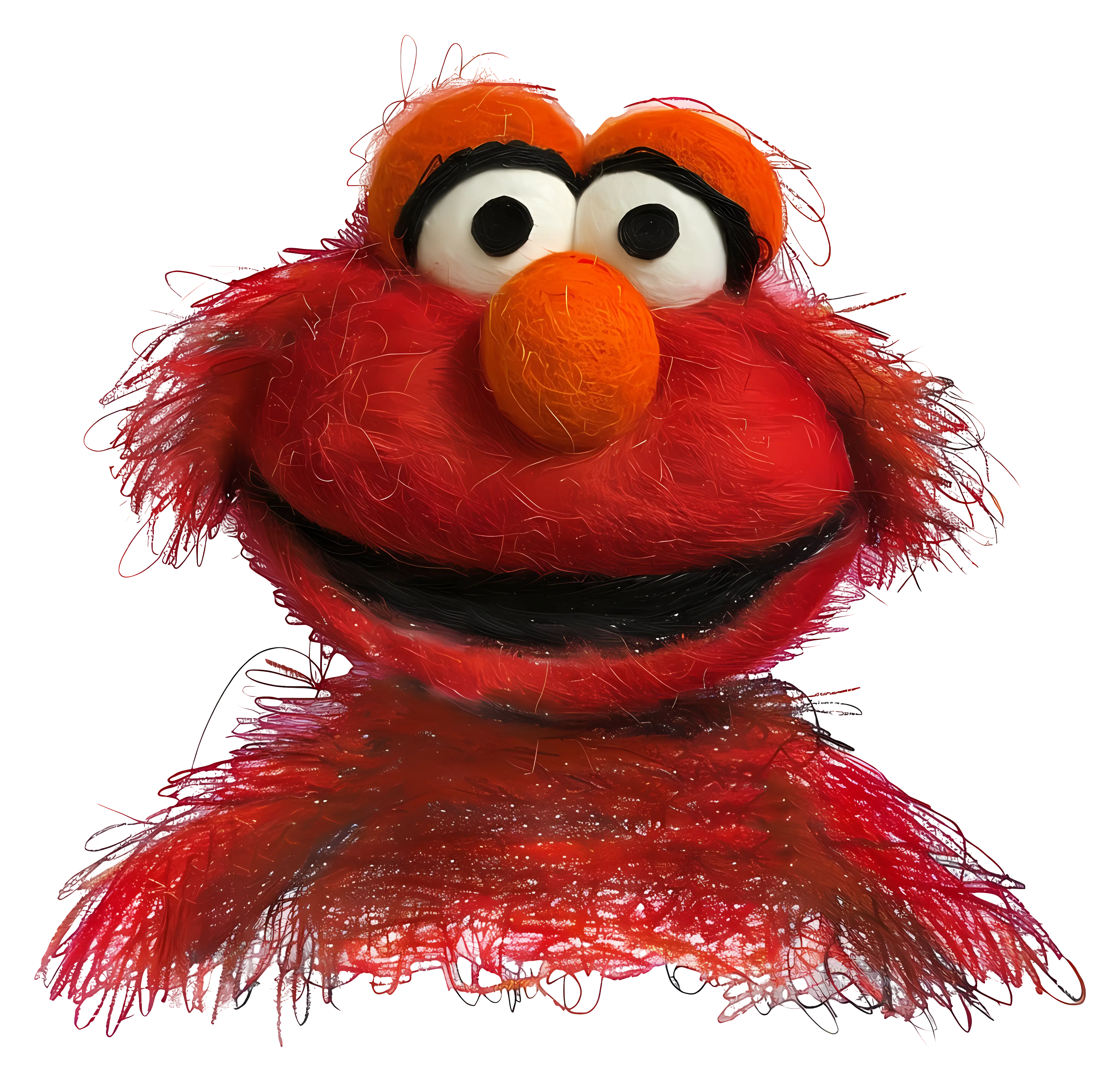 Fuzzy Red Character Illustration