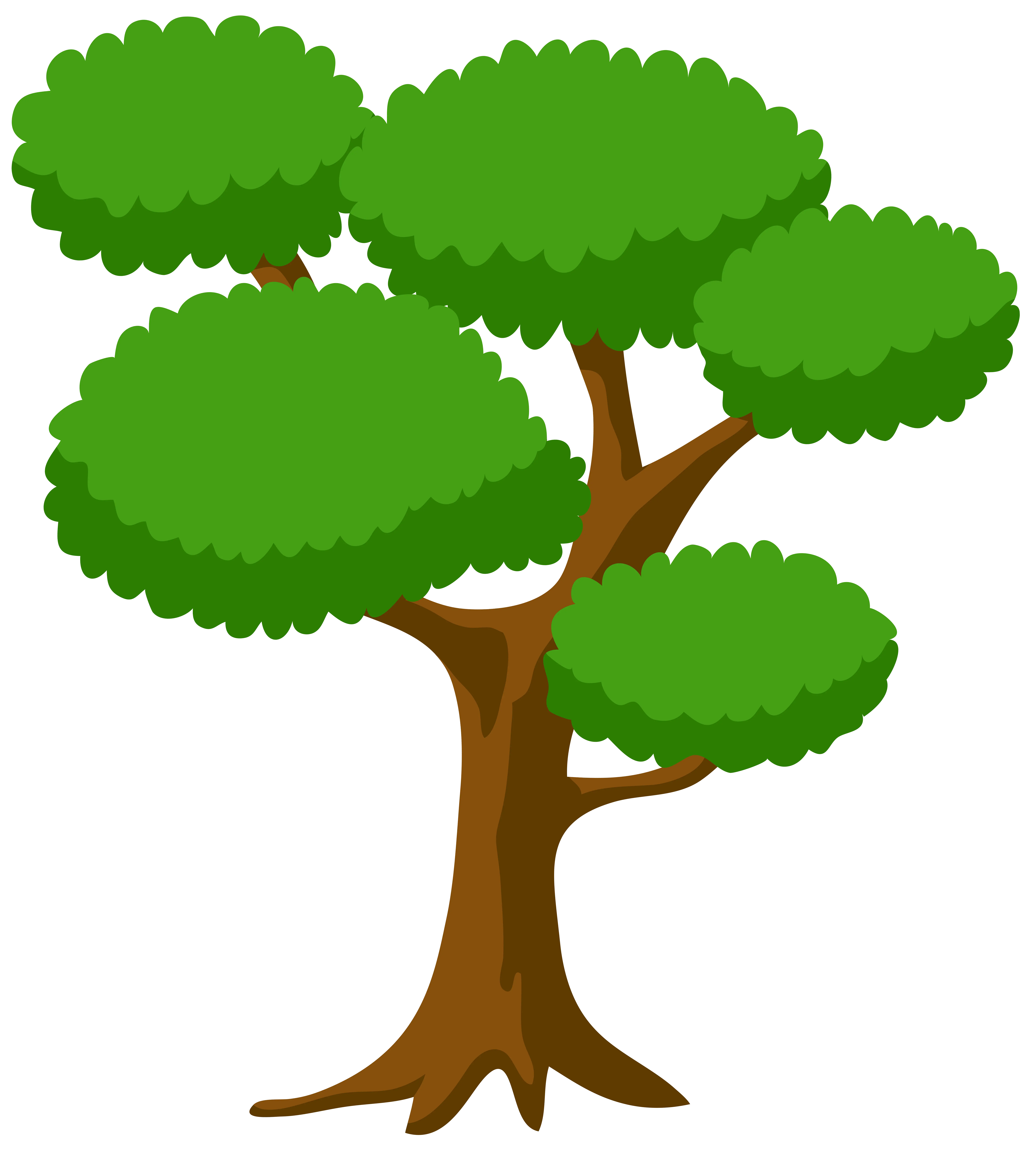 Tree with Rounded Green Canopies for Illustrations