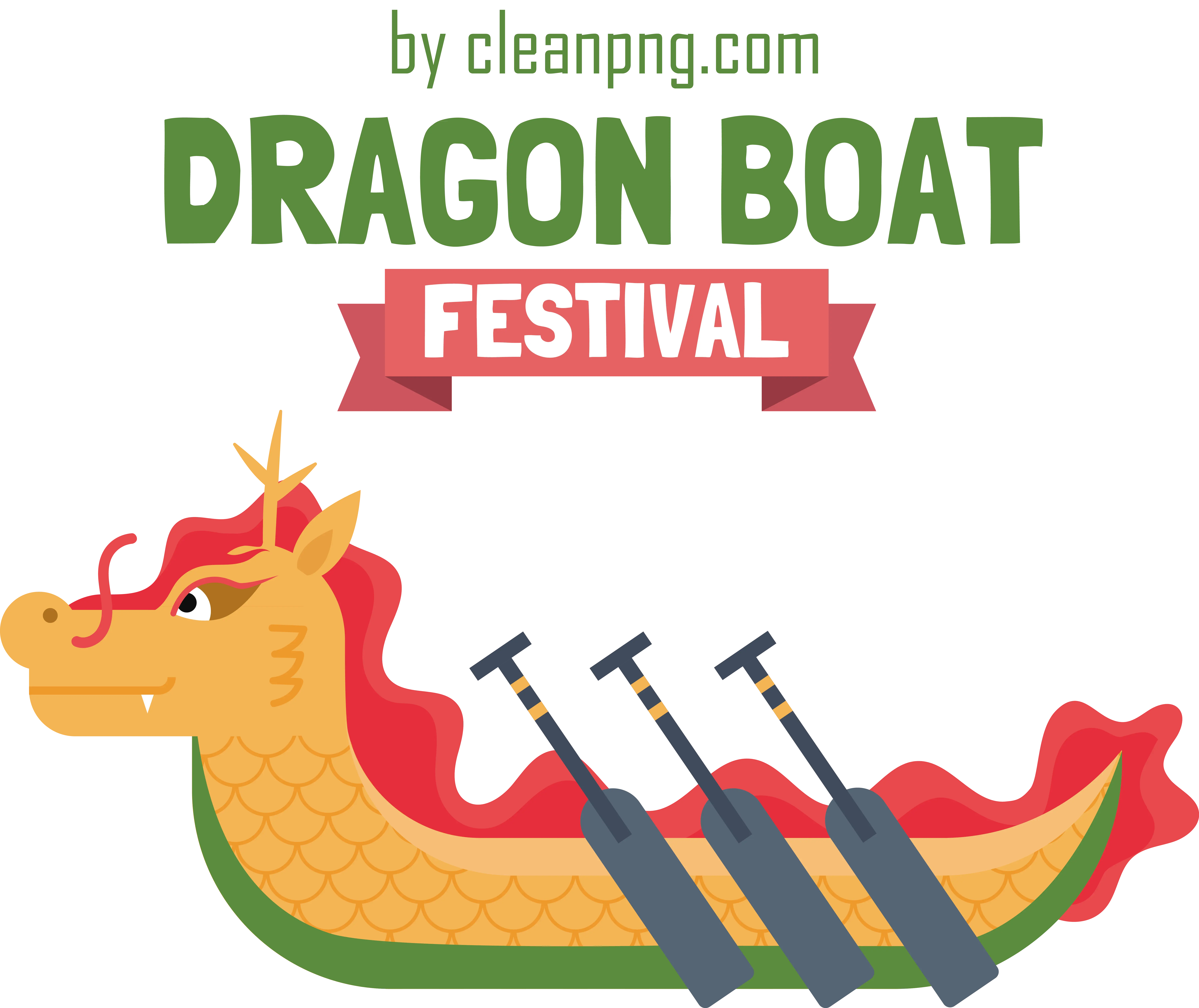 Dragon Boat Illustration with Paddles for Dragon Boat Festival