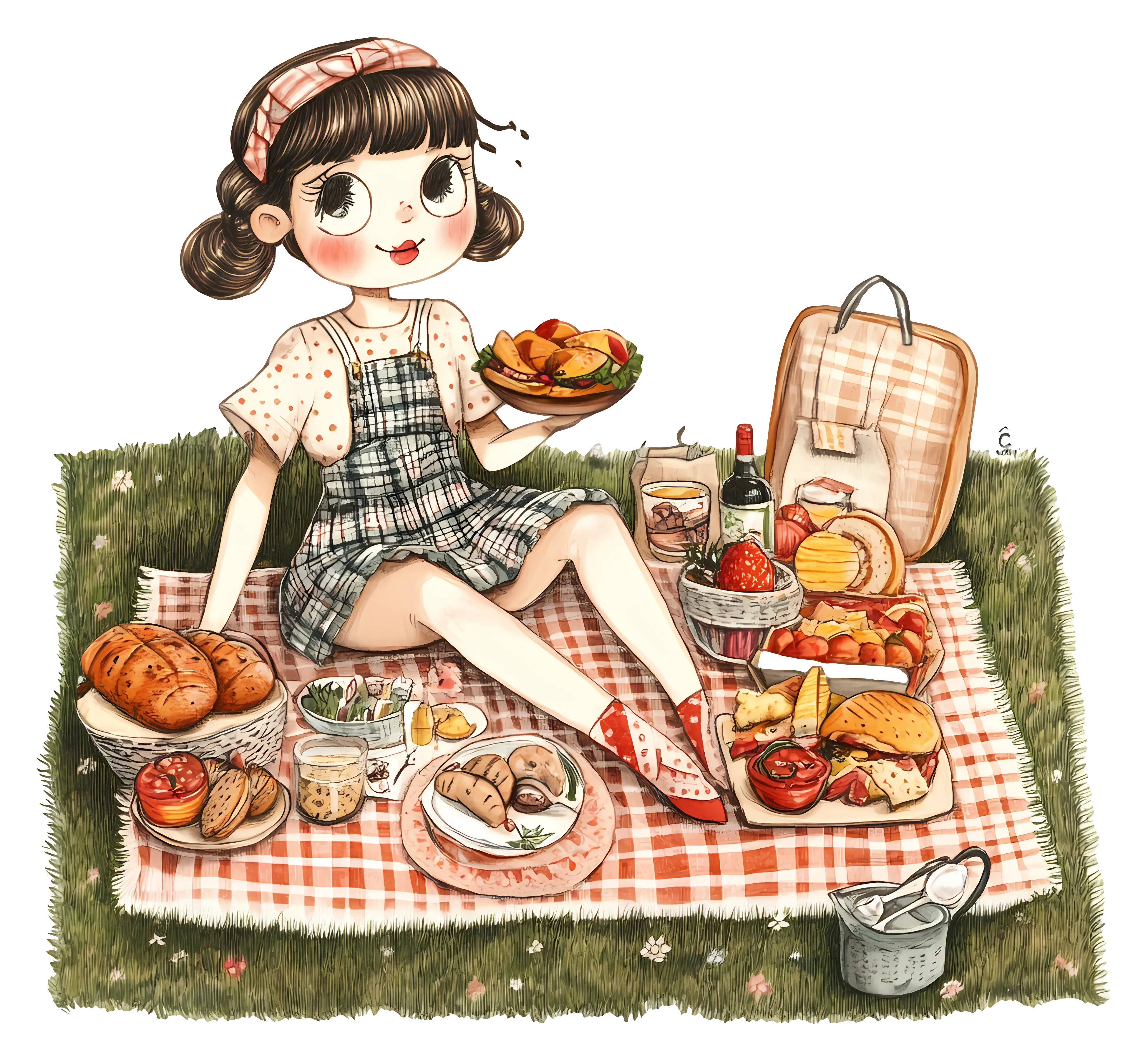 Girl Enjoying Picnic