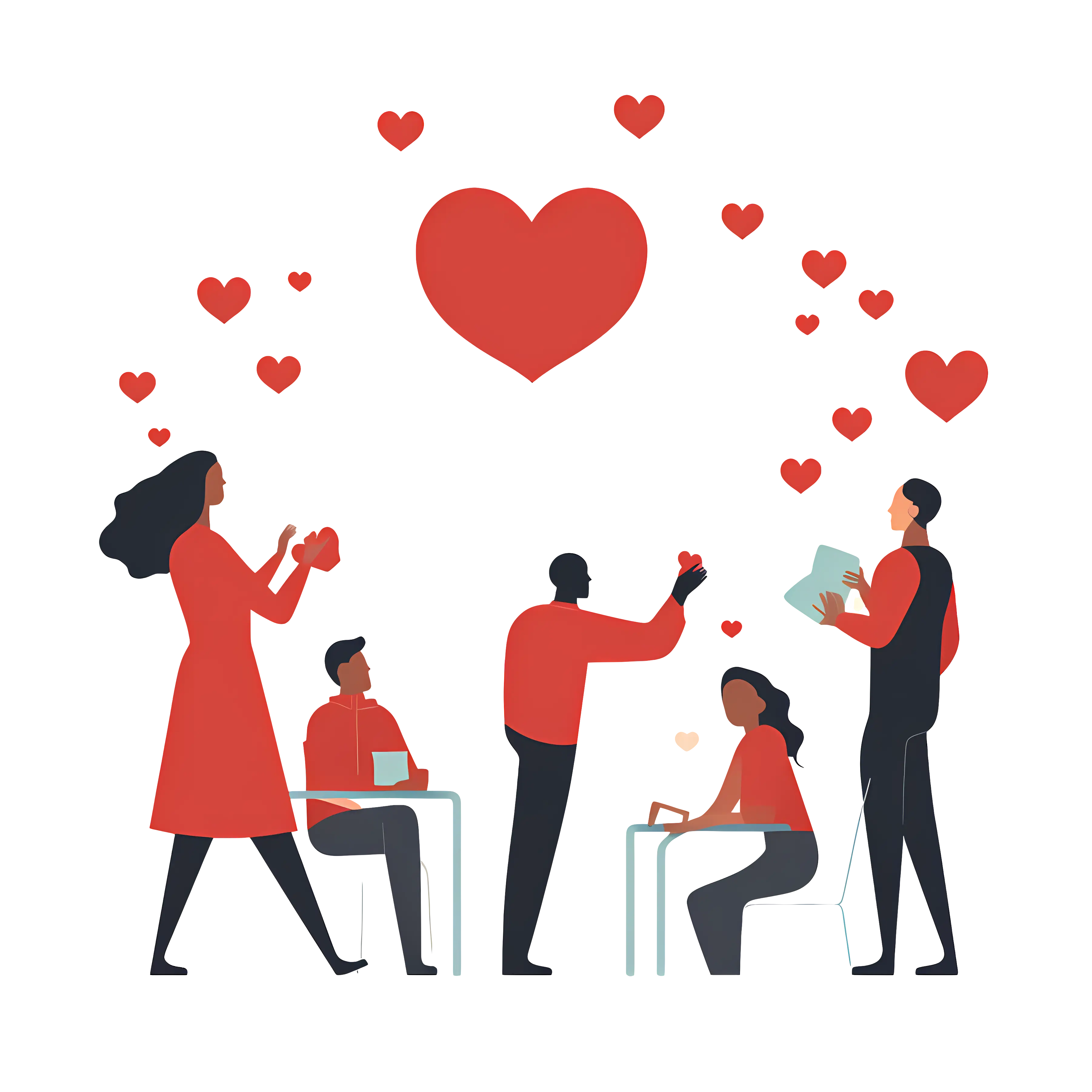 Group of People with Hearts