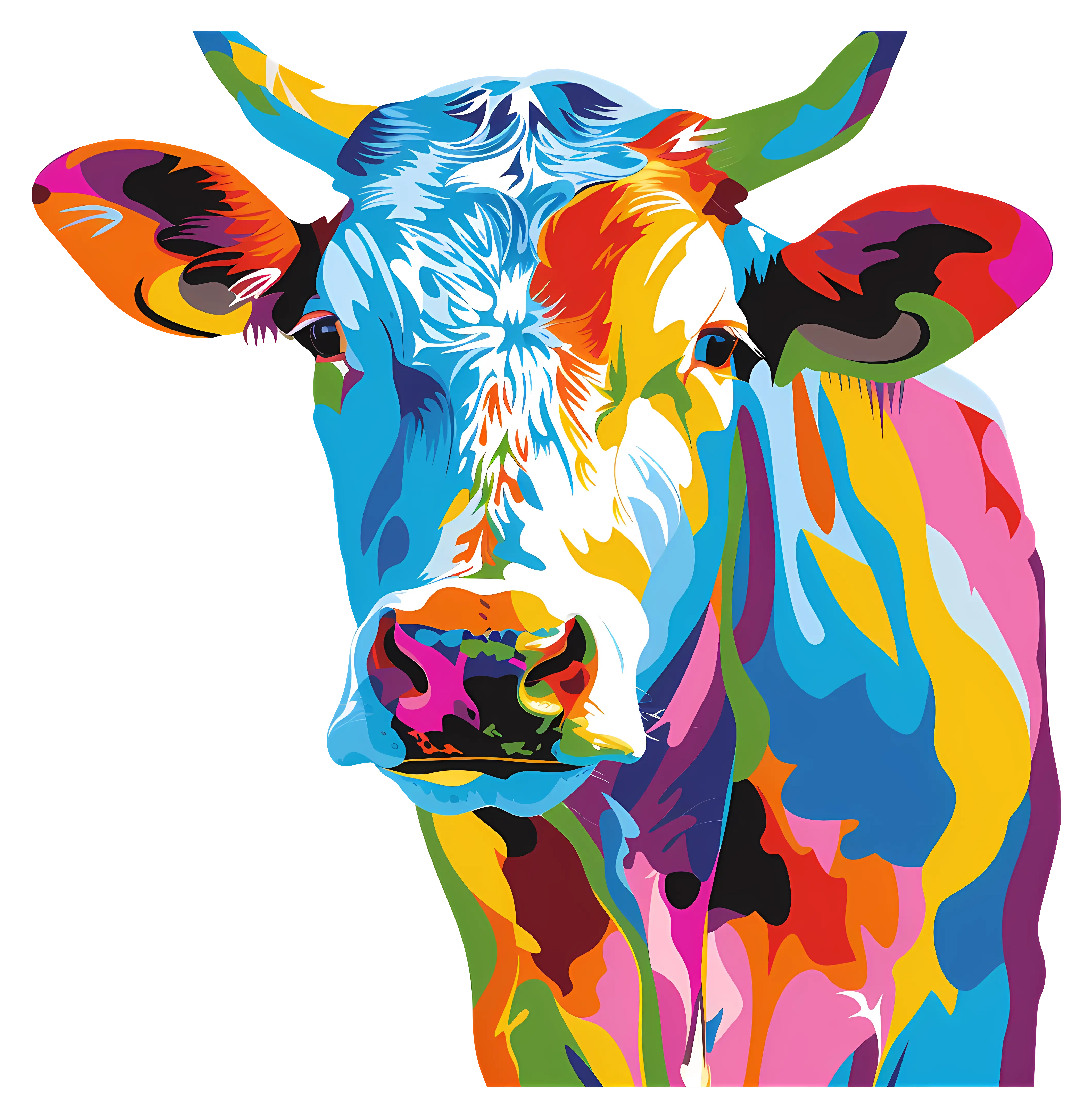 Colorful Artistic Cow Illustration