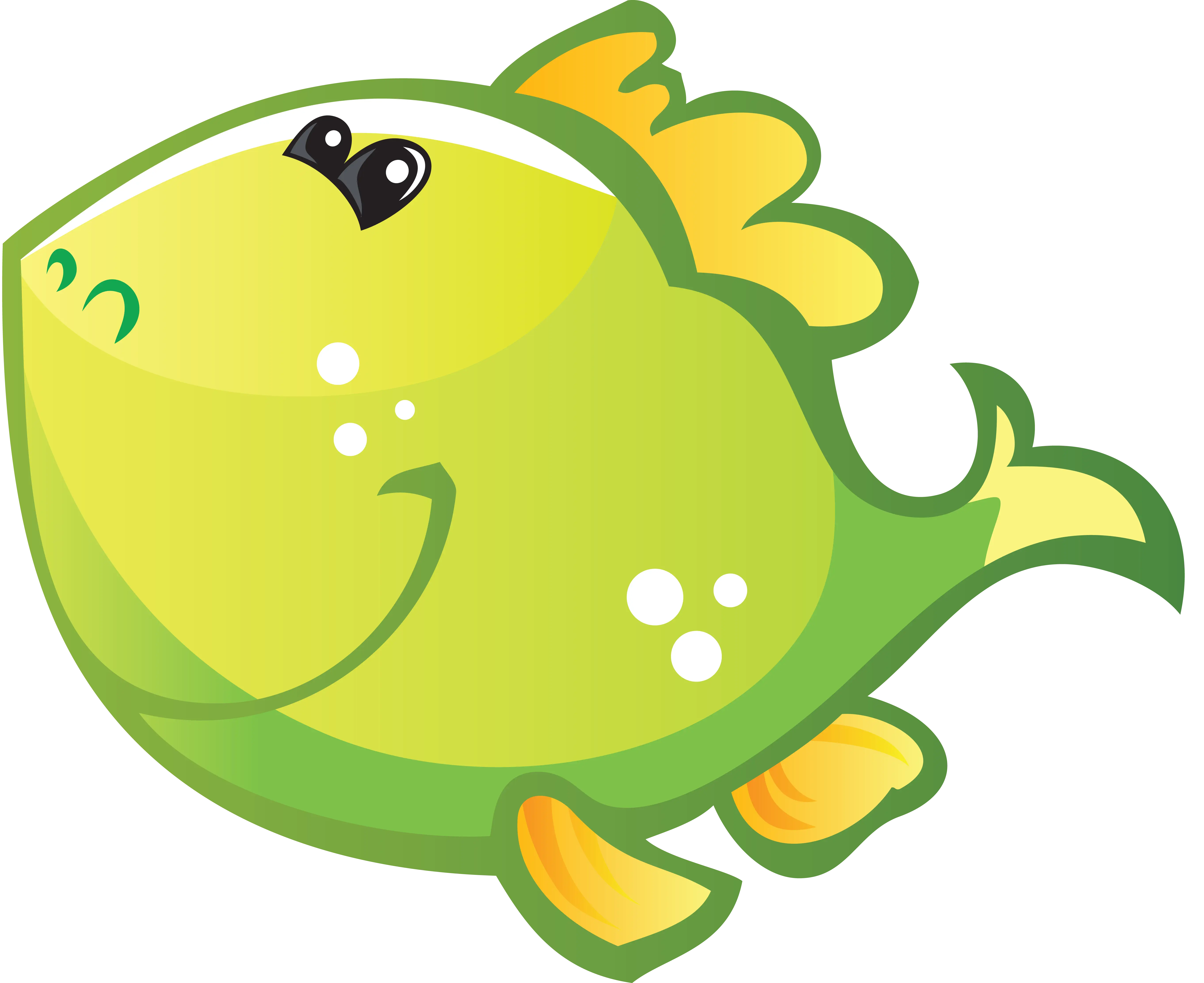 Cute Green Cartoon Fish