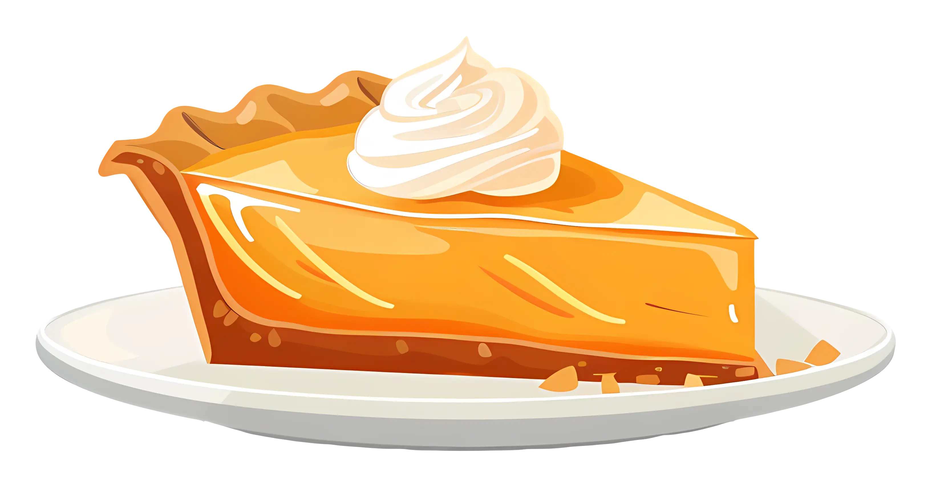 Pumpkin Pie Slice with Cream Decoration