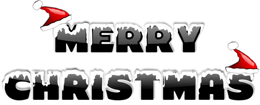 Merry Christmas Text Design with Santa Hats
