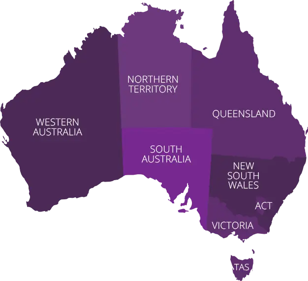 Map of Australia Highlighting States