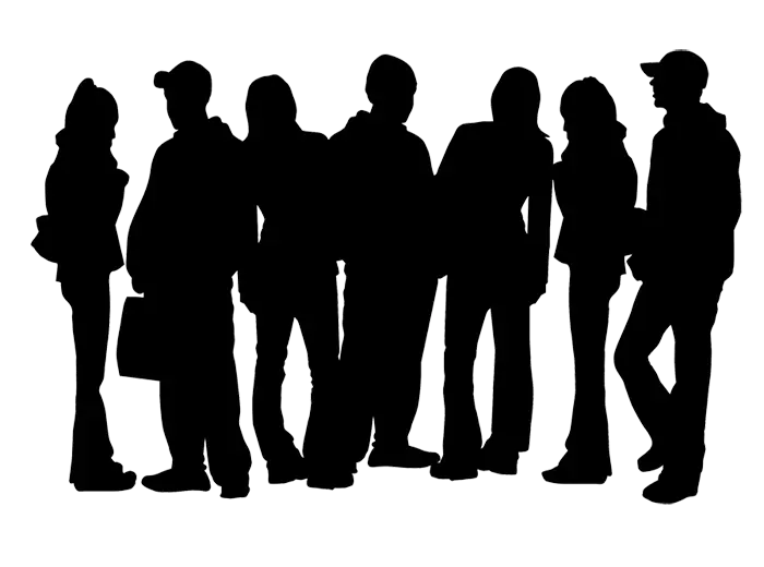 Silhouettes of a Group of People Standing Together