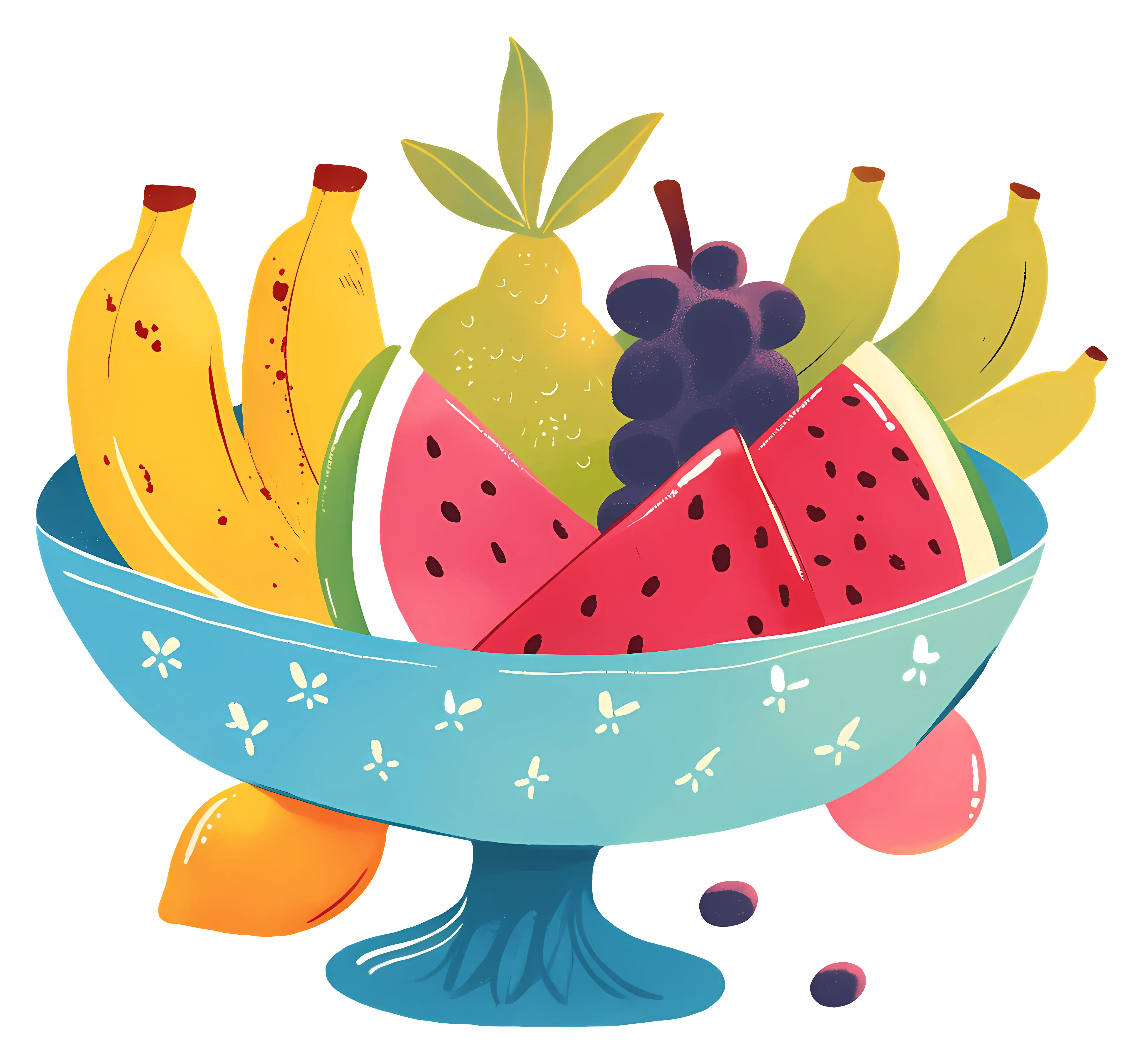 Vibrant Fruit Bowl Illustration