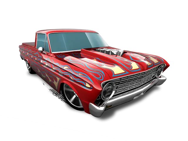 Red Custom Car with Flames Design