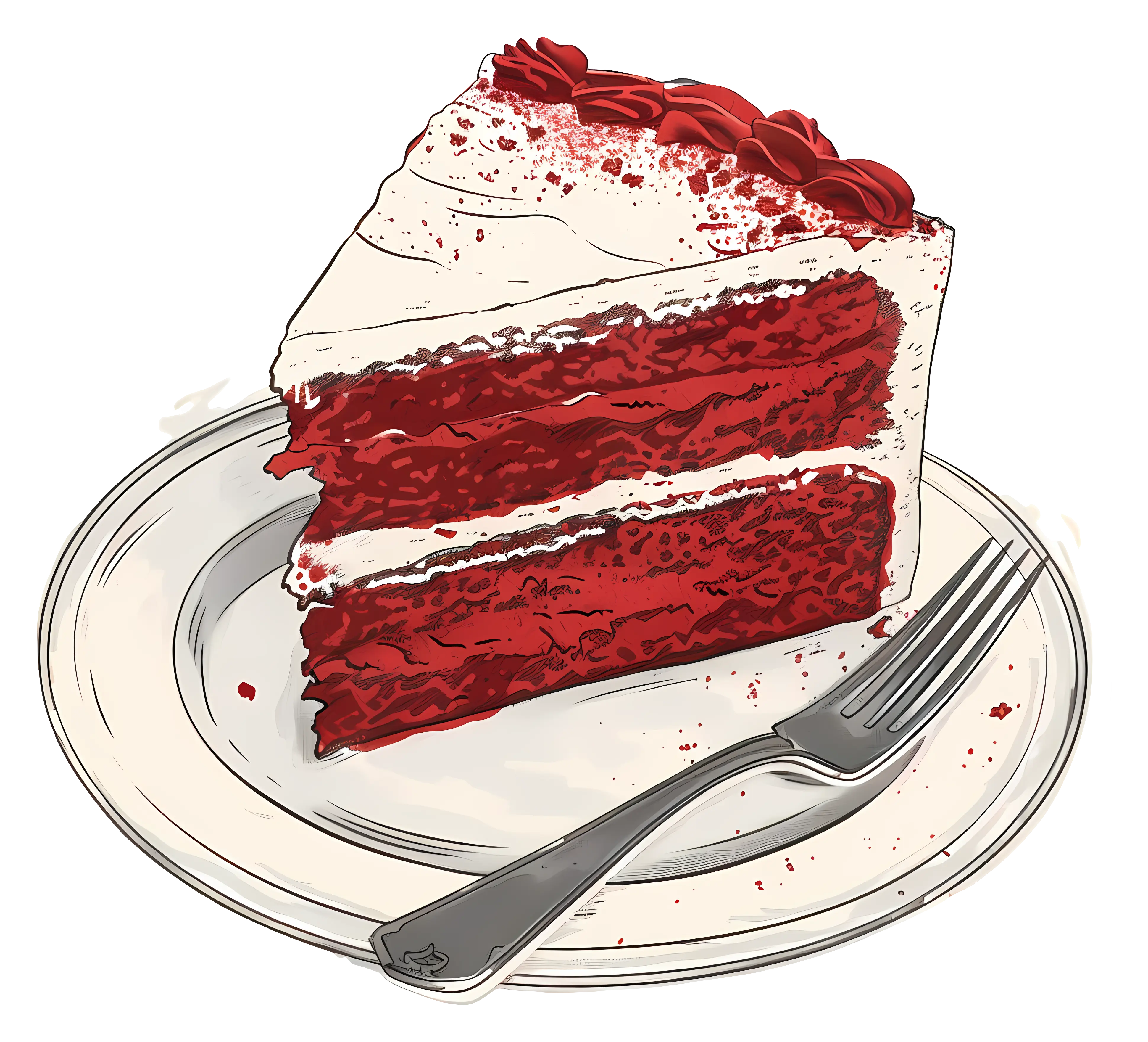 Slice of Red Velvet Cake on a Plate