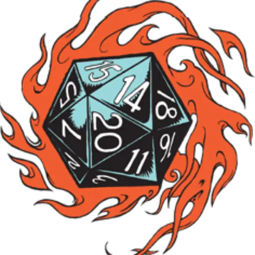 Flaming D20 Dice for Role-playing Games