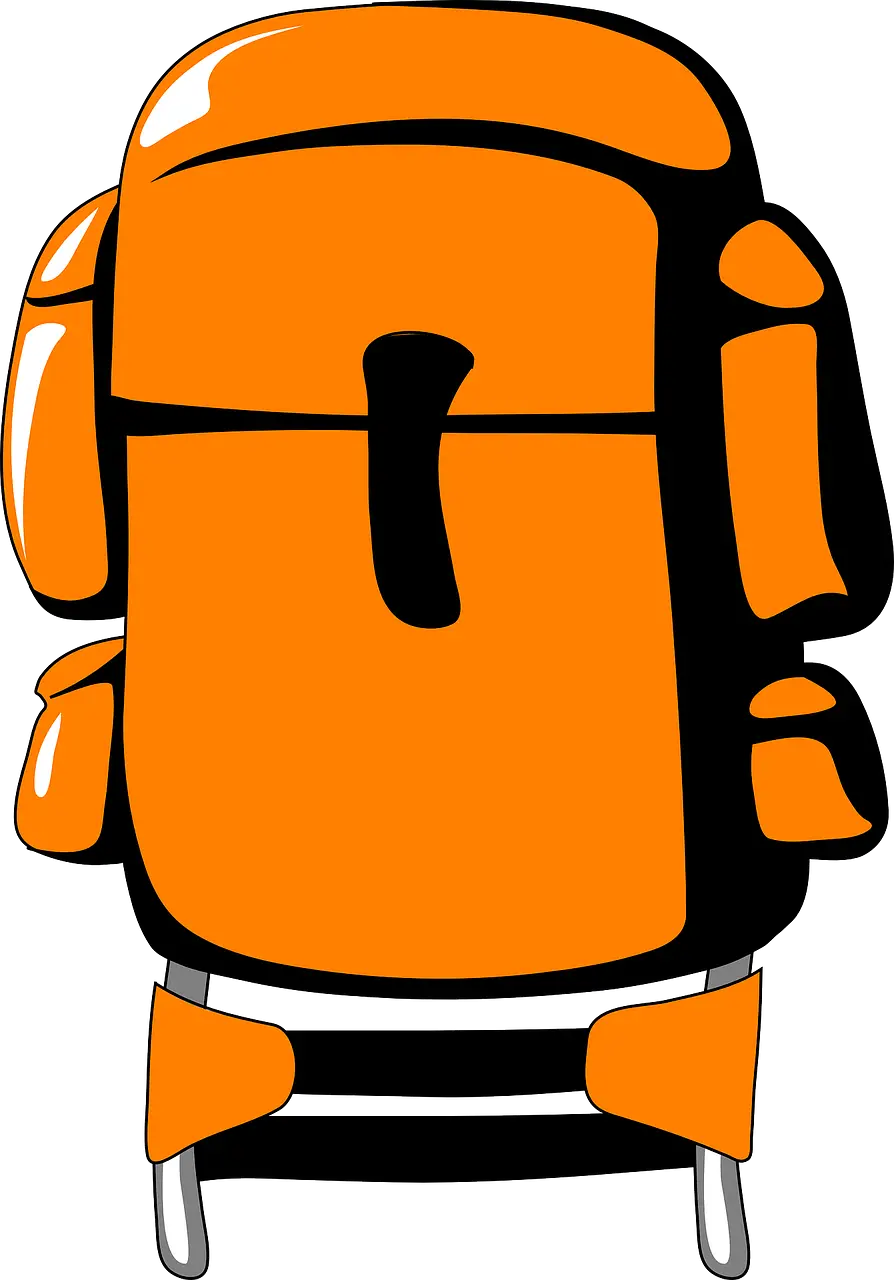 Orange Backpack for Hiking and Travel