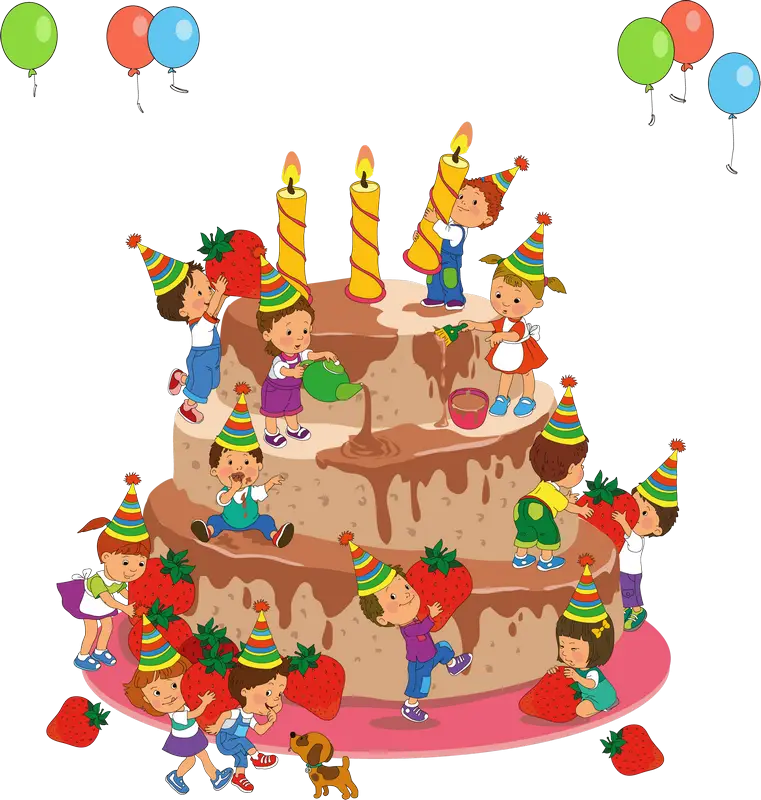 Children Celebrating with a Large Birthday Cake