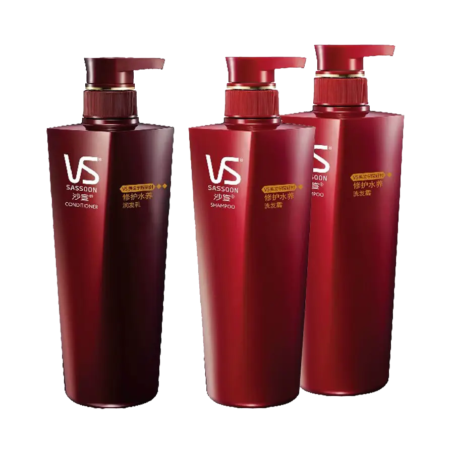 Red Shampoo Bottles for Hair Care