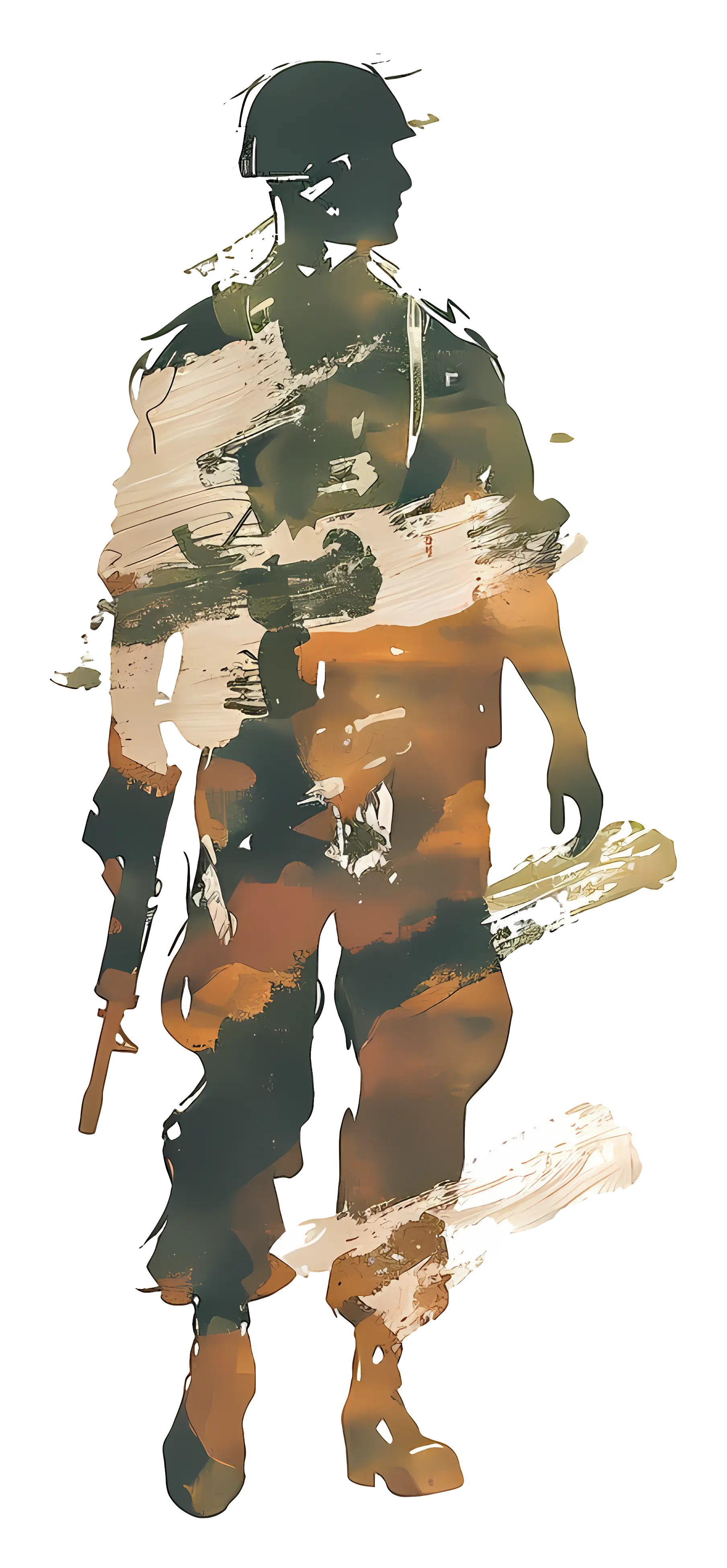 Silhouette of a Soldier in Camouflage