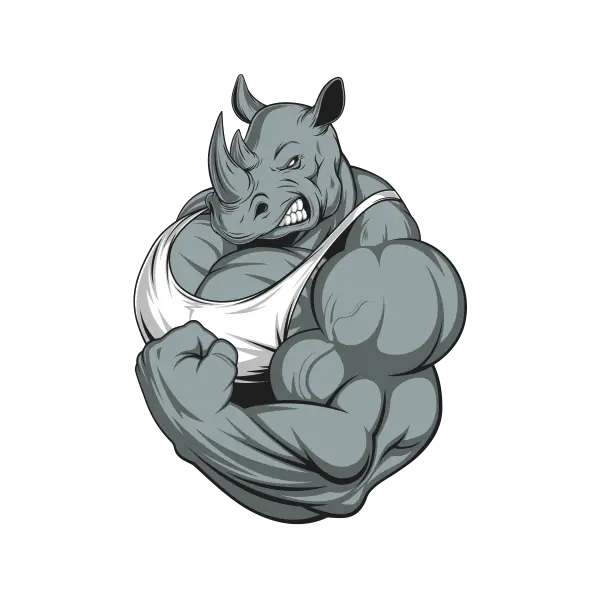 Muscular Rhino Cartoon Illustration