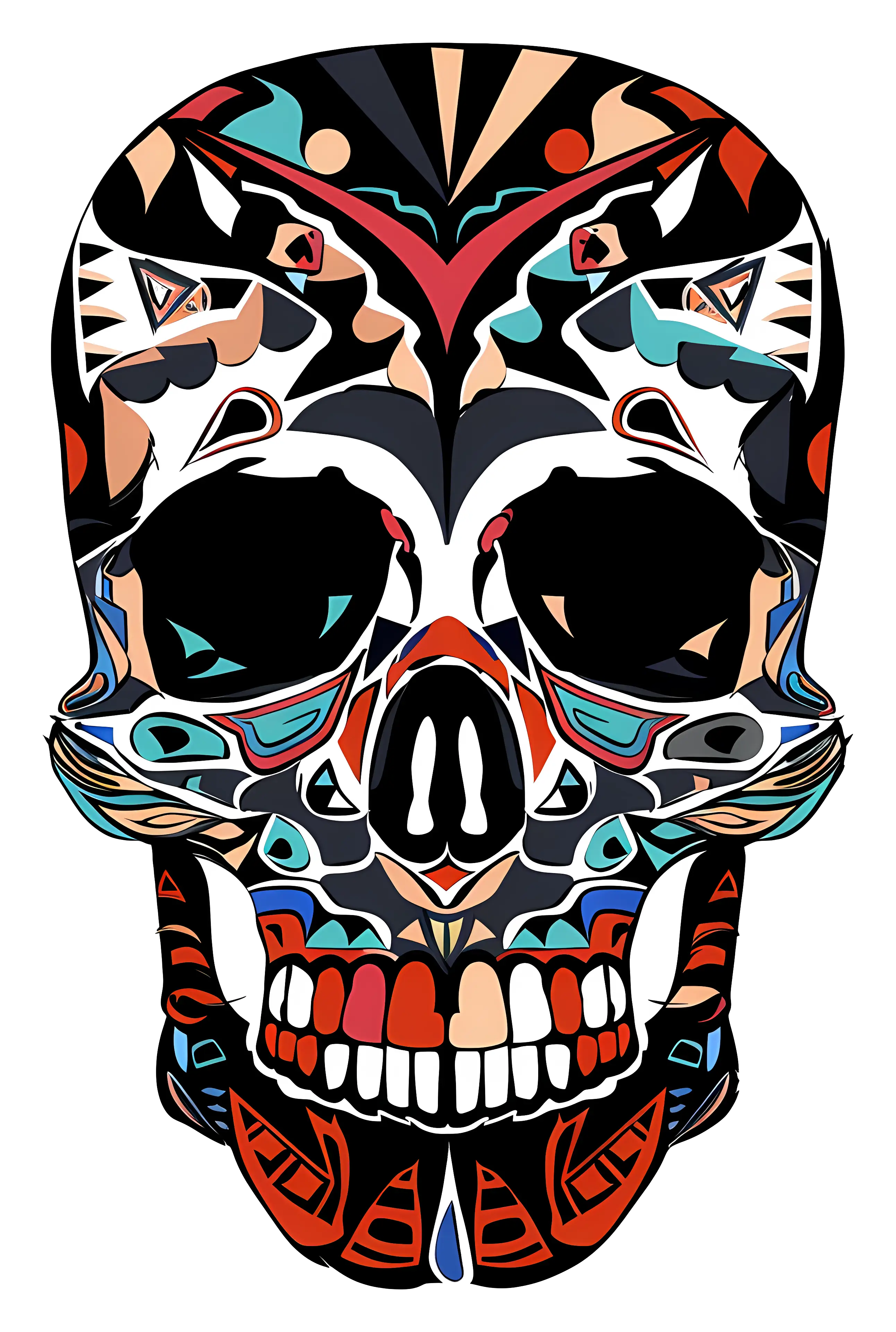 Colorful Skull Illustration for Day of the Dead