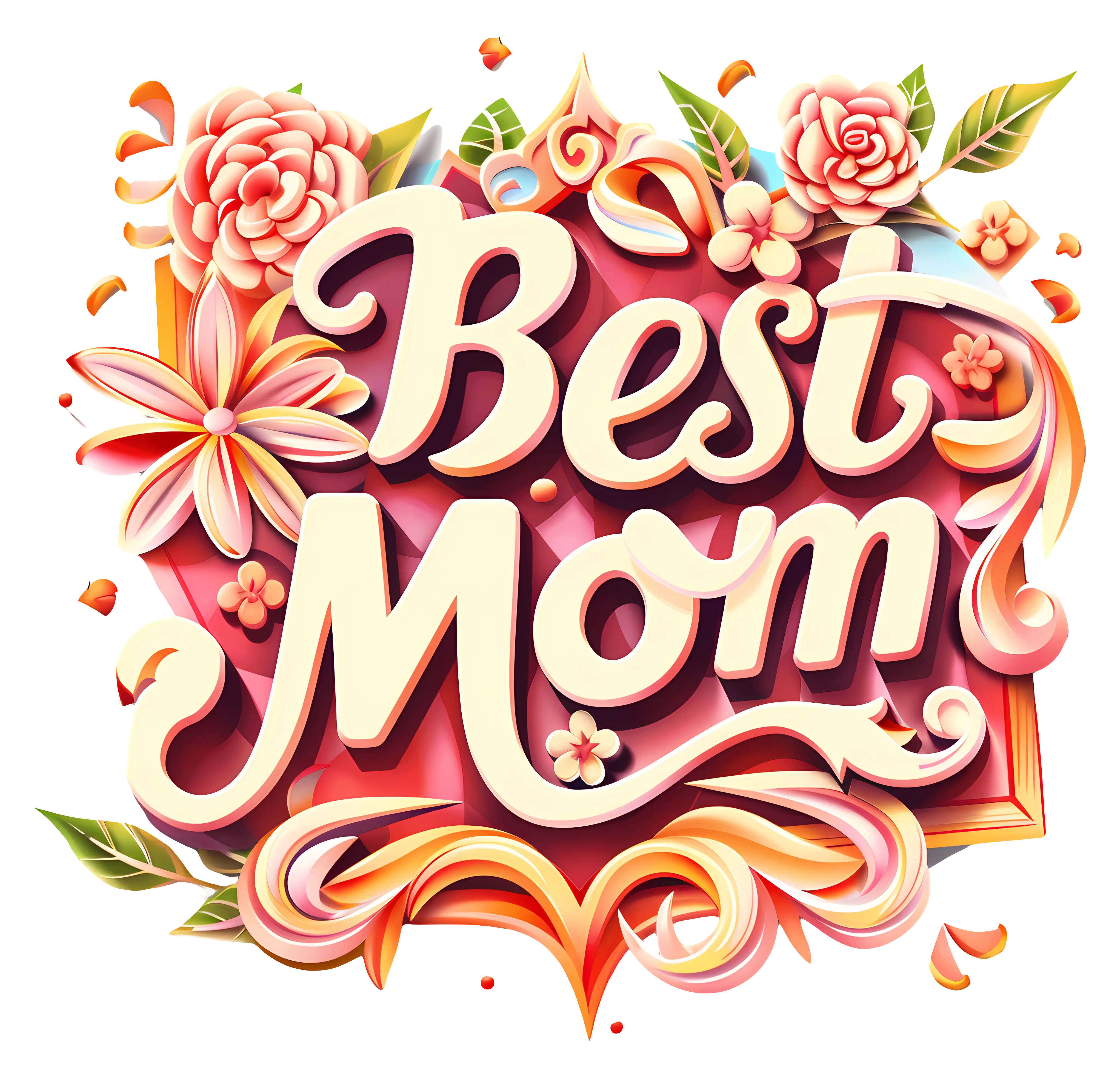 Best Mom Floral Typography Illustration