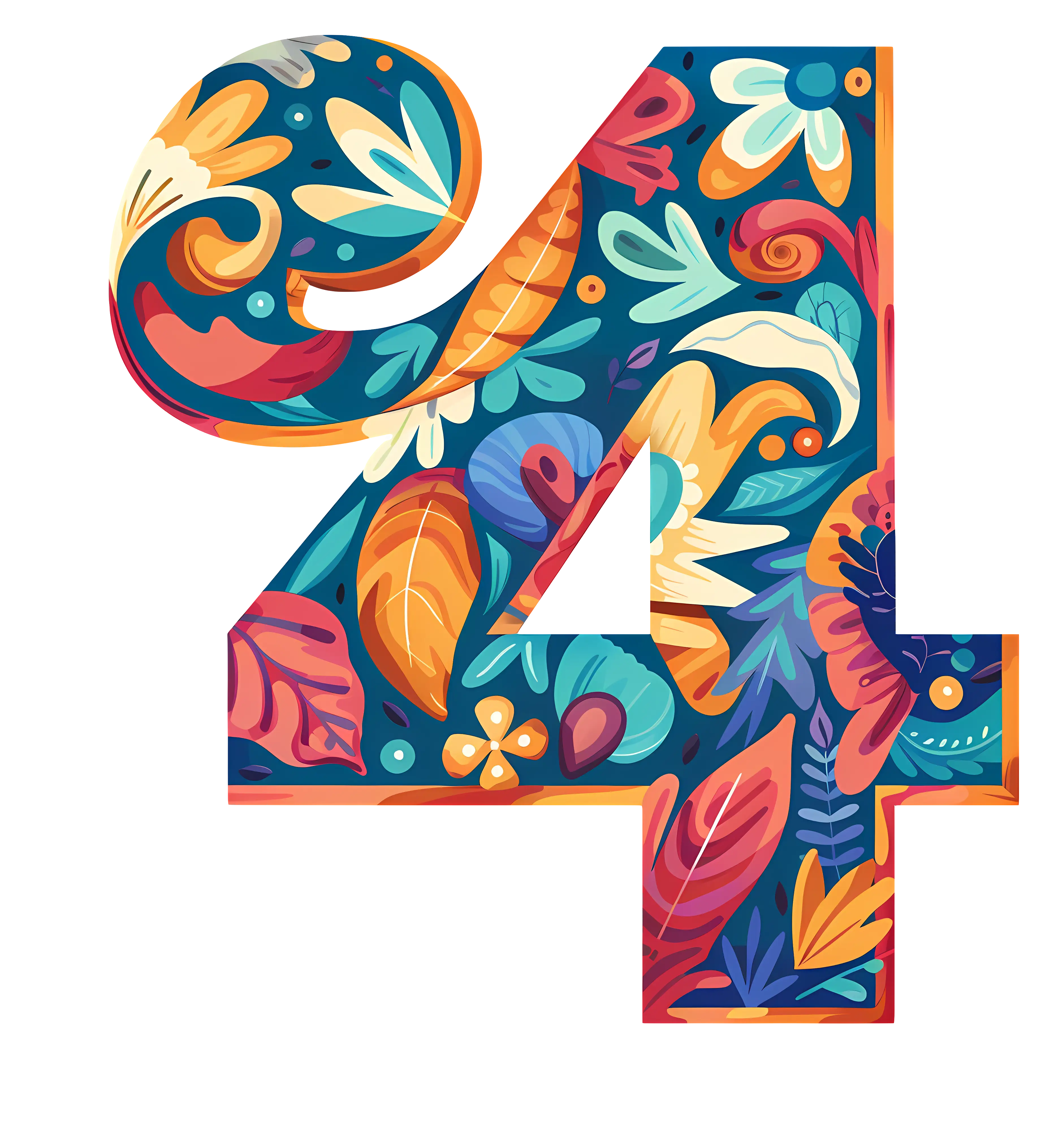 Colorful Patterned Number 4