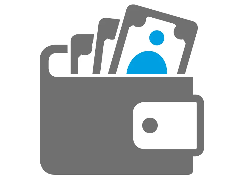 Grey Wallet with Cash Illustration