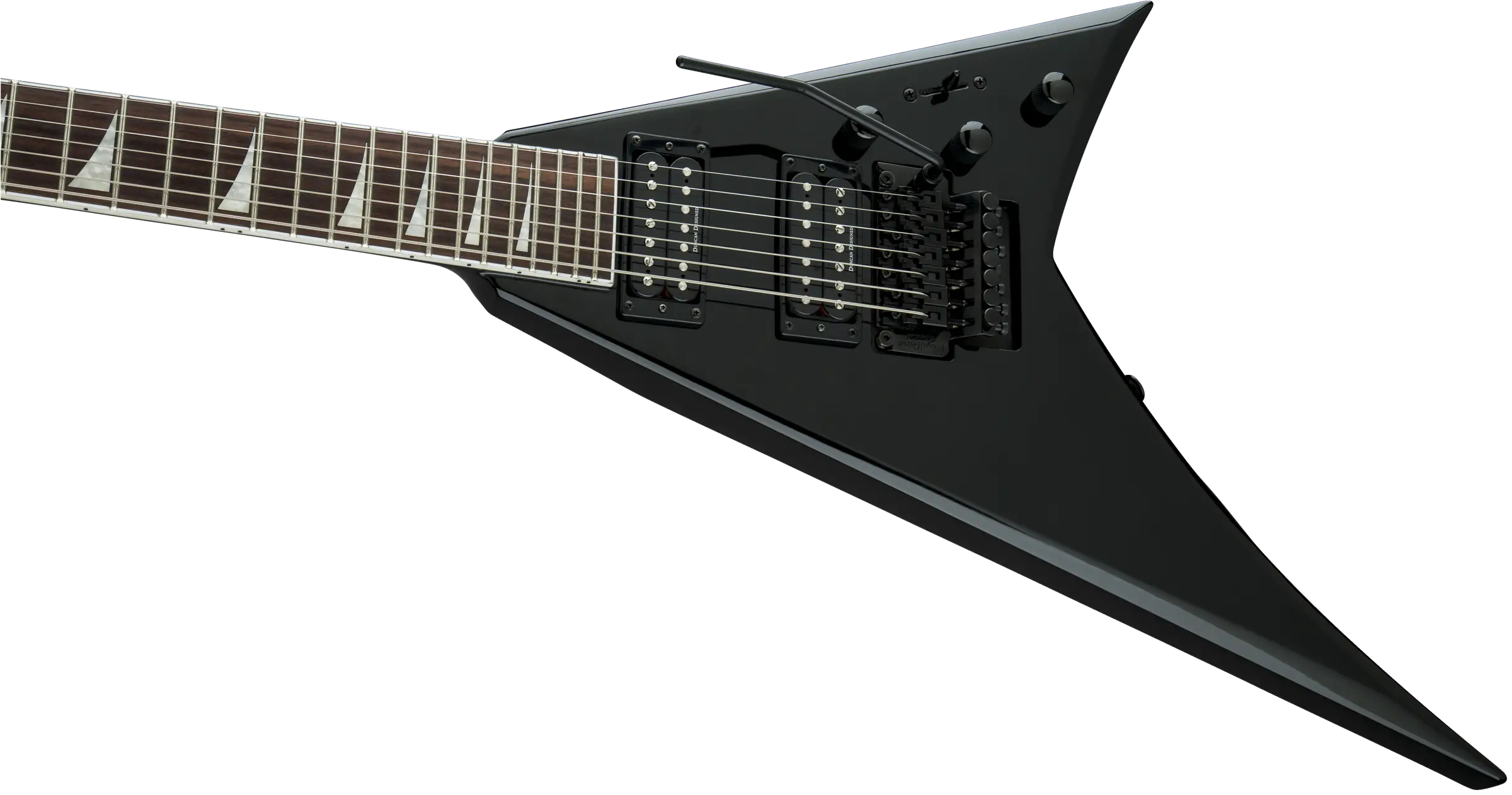 Black Electric Guitar with V-Shaped Design