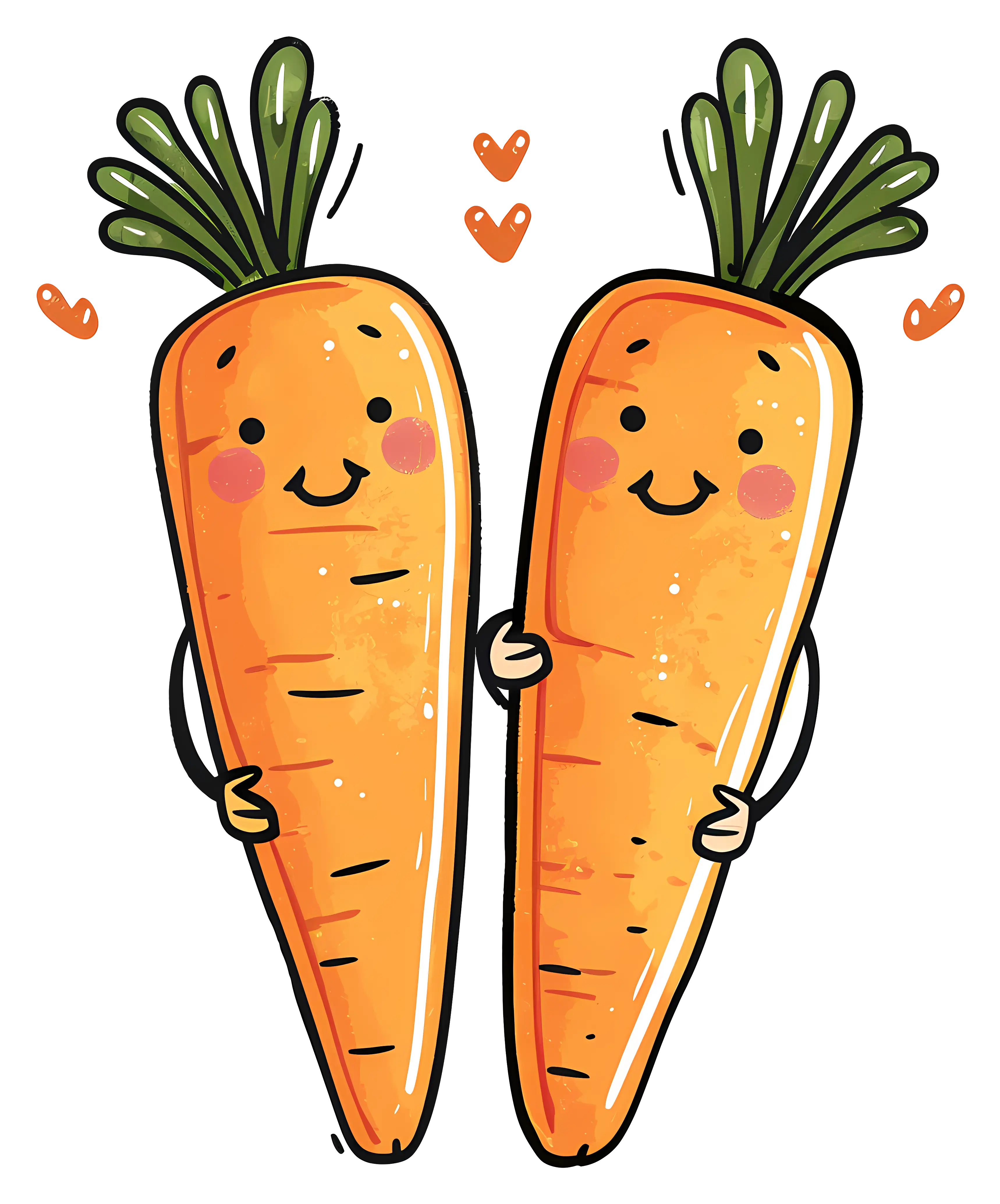 Cute Cartoon Carrots with Happy Faces