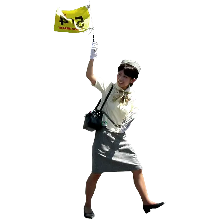 Smiling Tour Guide with Flag