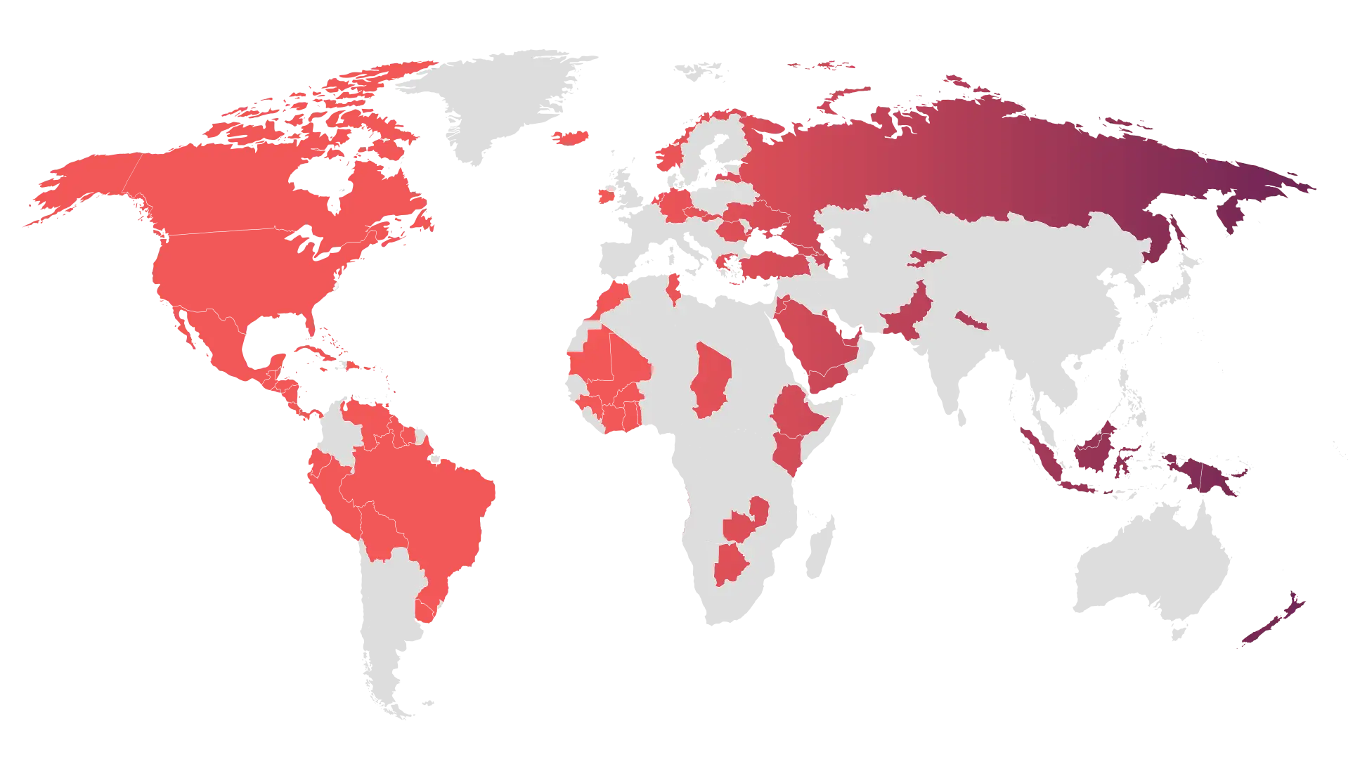 Red-Shaded World Map Visualization