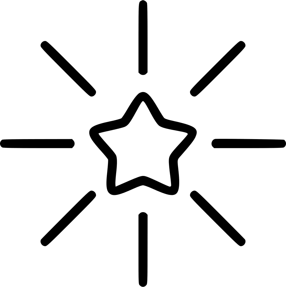 Minimalist Star Outline Icon with Radiating Lines