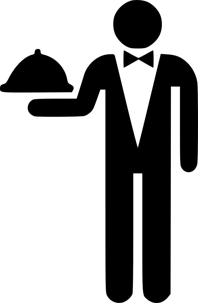 Silhouette of a Waiter Offering Food