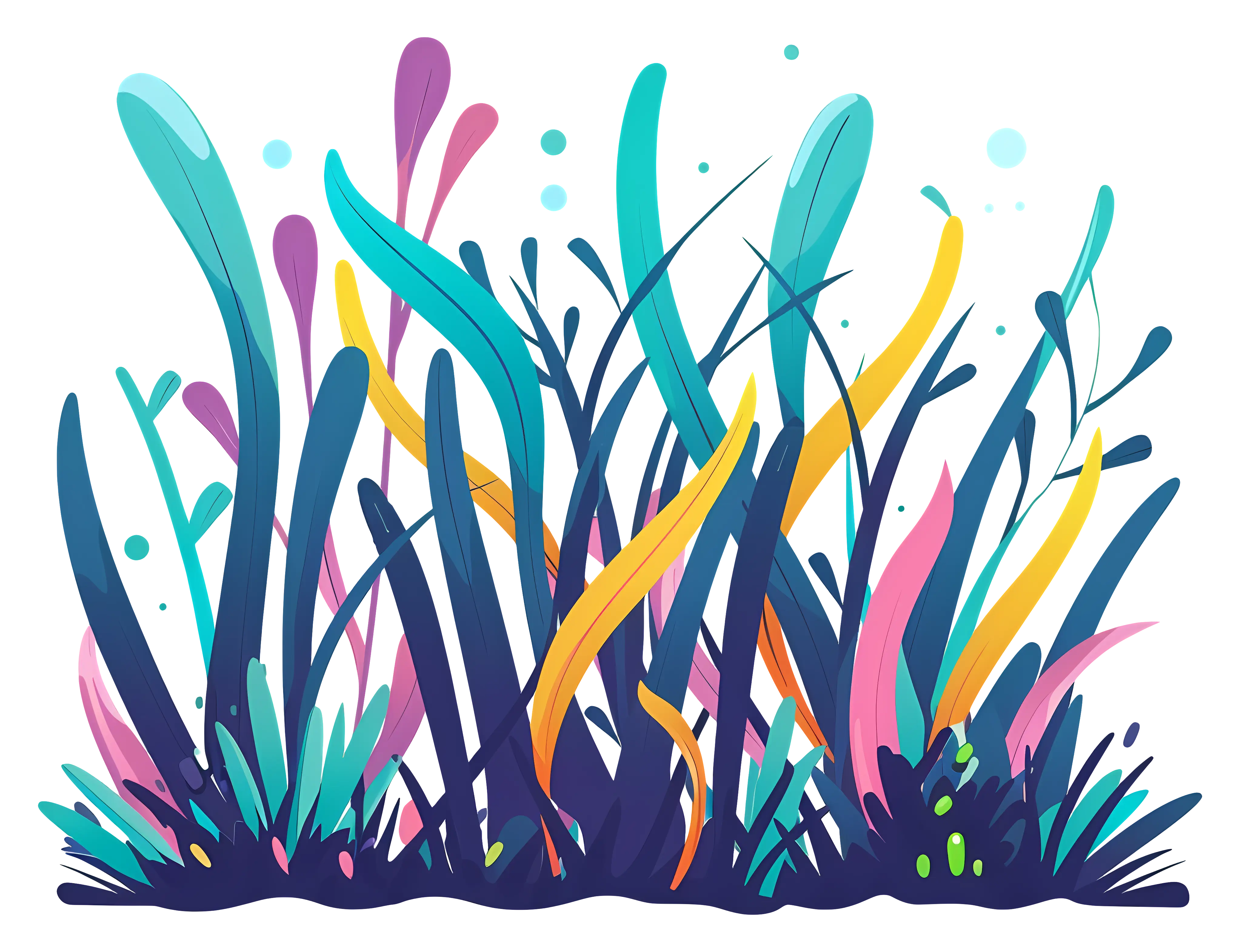 Abstract Colorful Seaweed Illustration