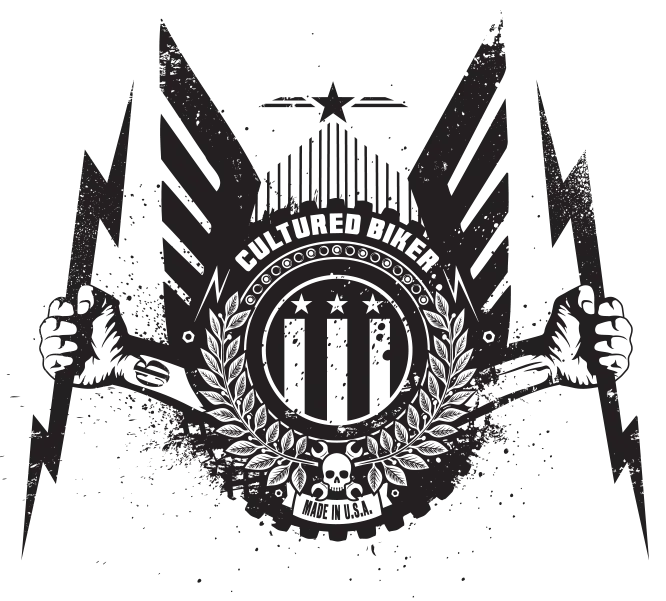 Cultured Biker Logo with Wings and Lightning