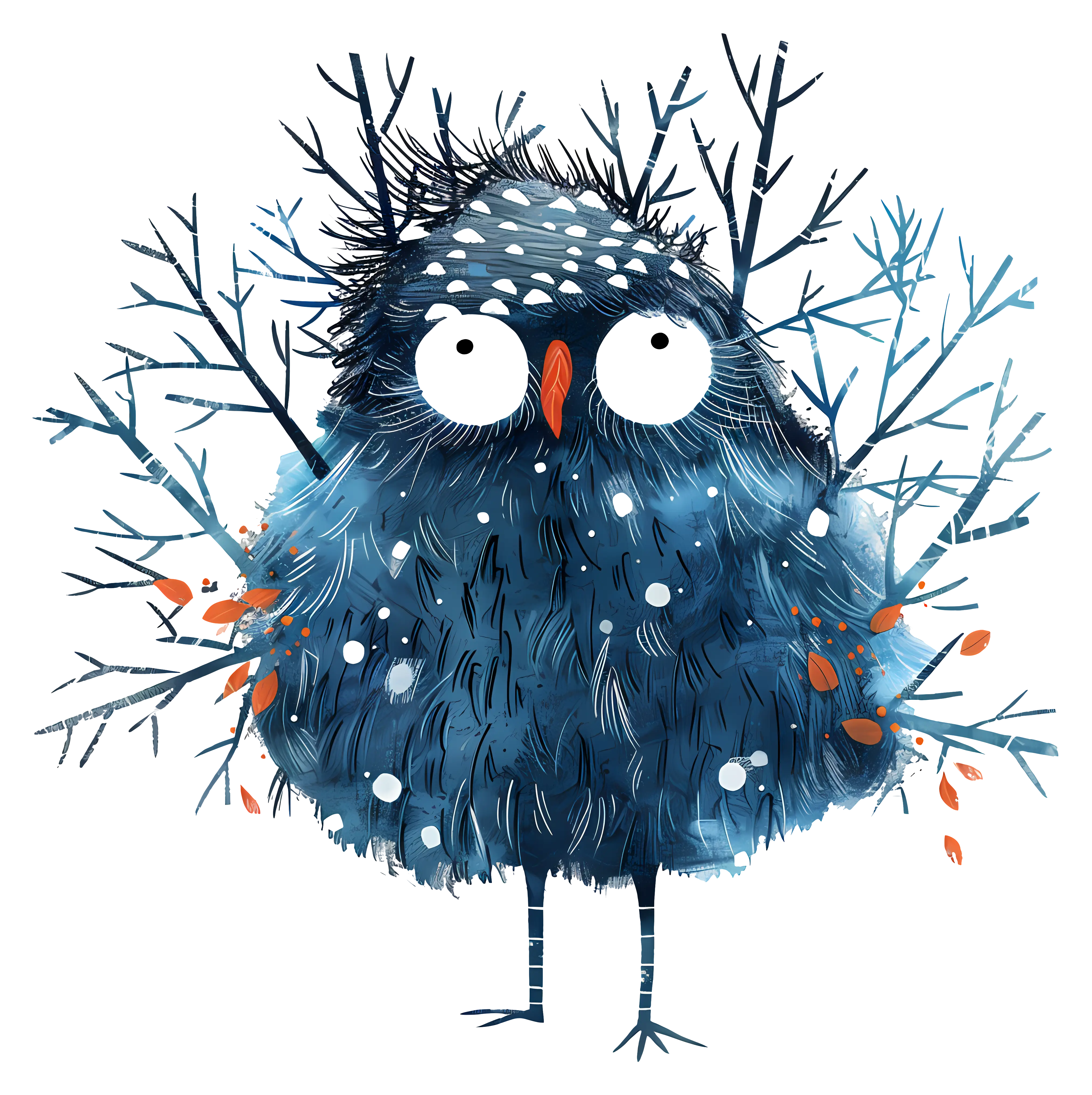Fluffy Blue Bird in Winter